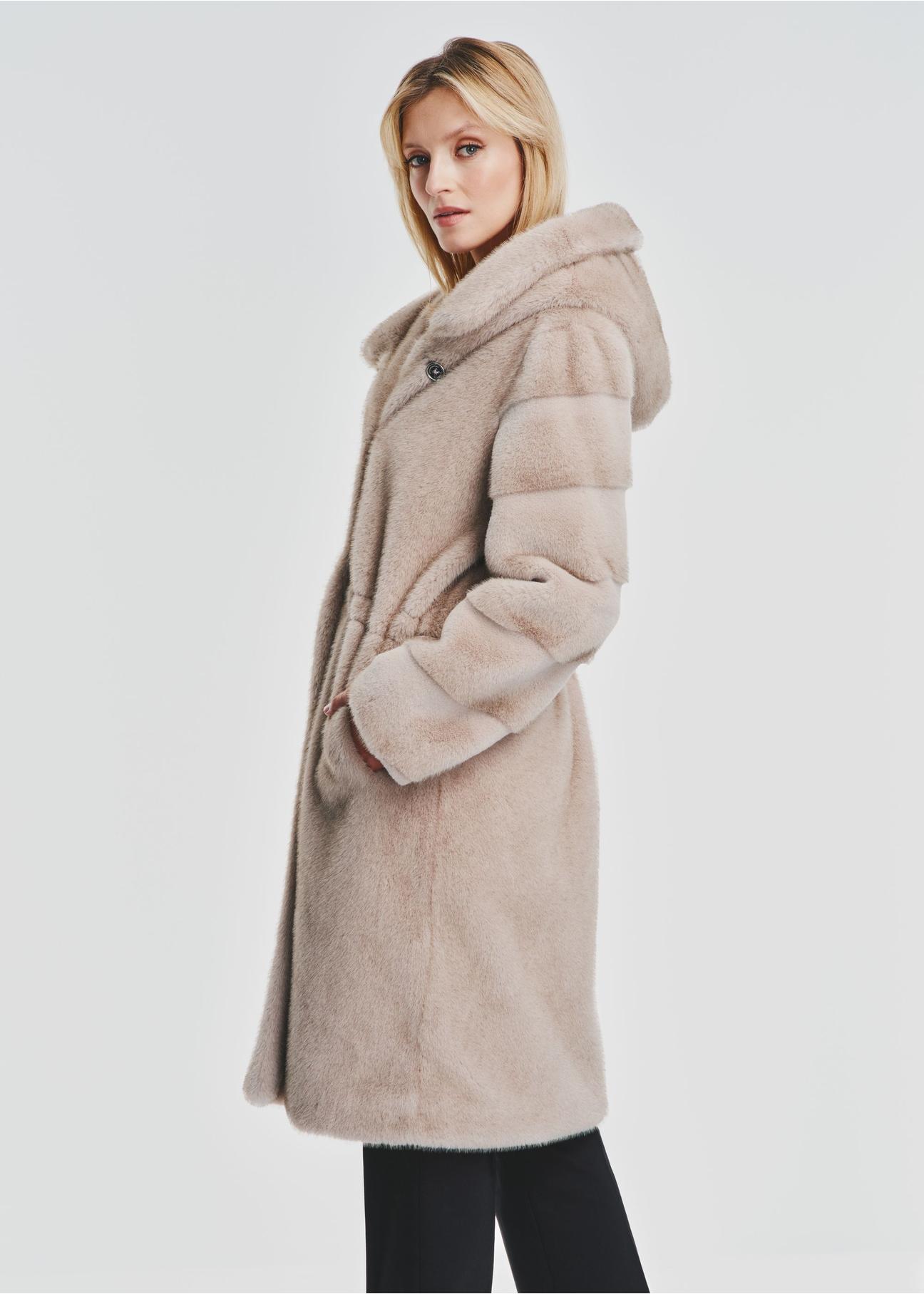 Gray long women's fur coat FUTDP-0052-91(Z24) pic. 4