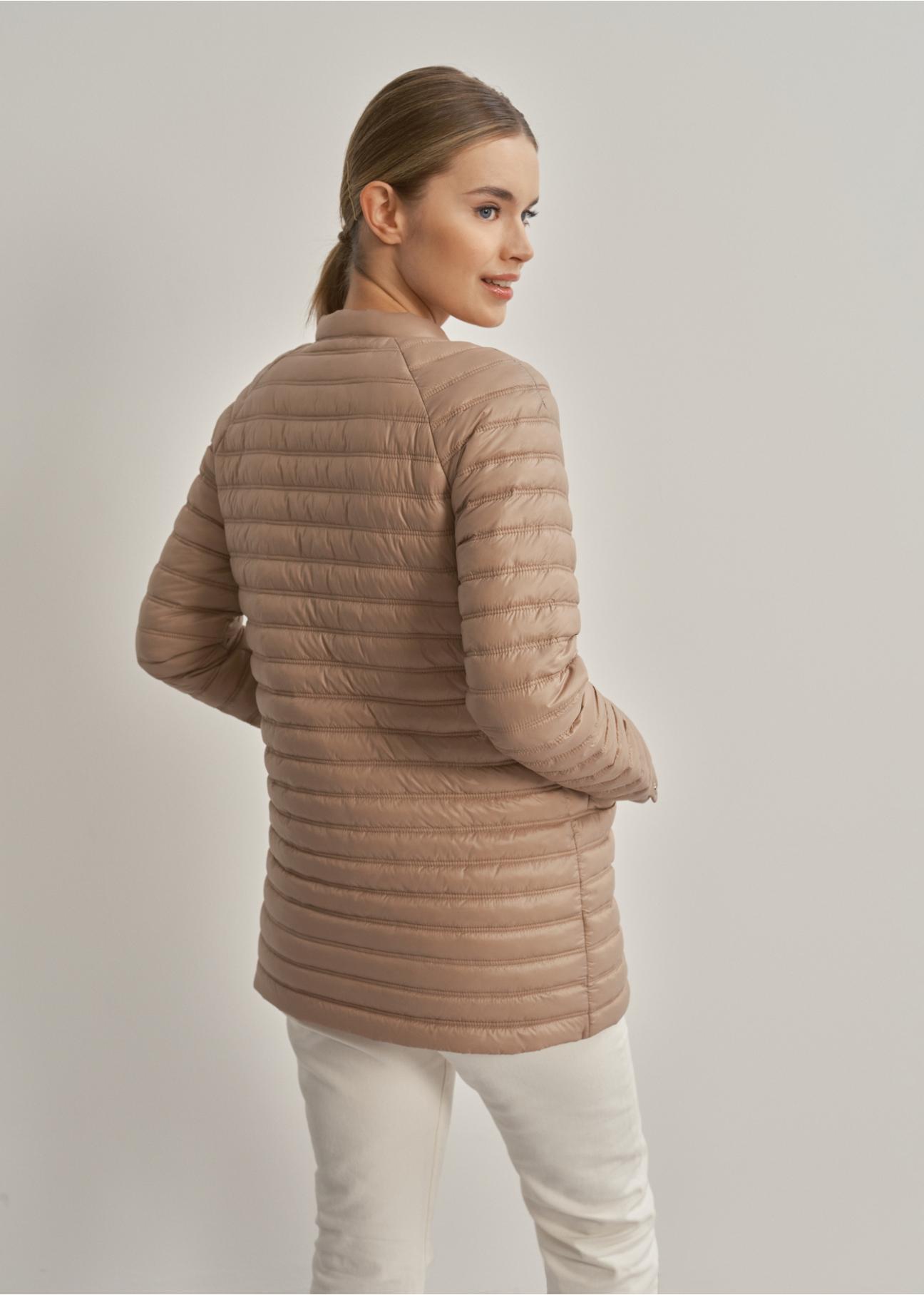 Beige quilted jacket for women KURDT-0428-81(W23)-02