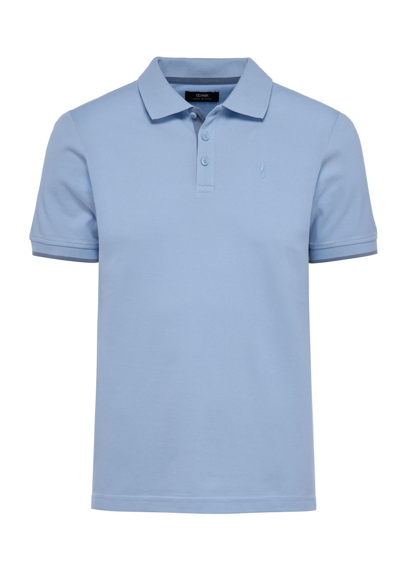 Light blue men's cotton polo shirt POLMT-0045B-62(W25)