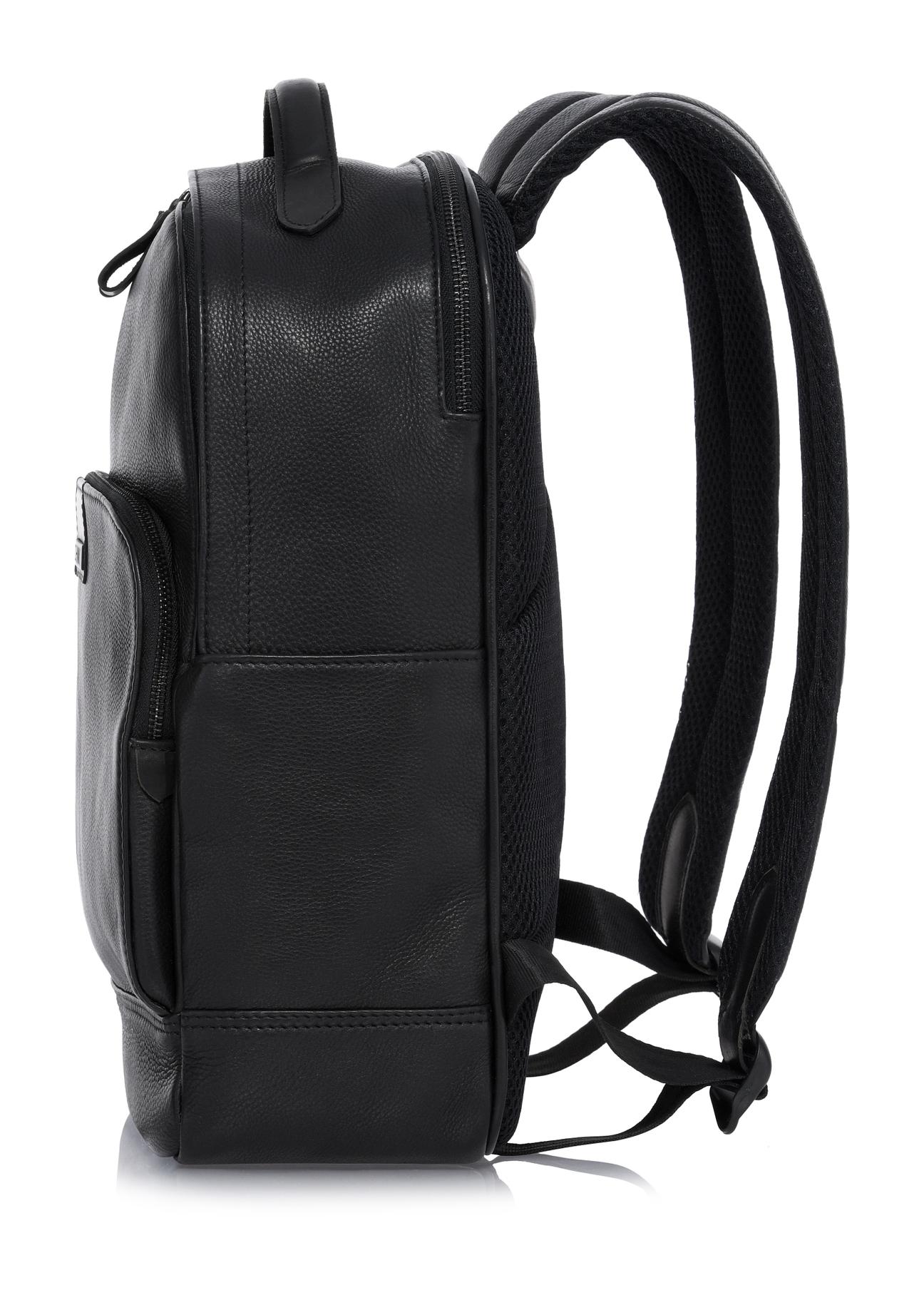 Large black leather men's backpack PLCMS-0020-99(W24)-05