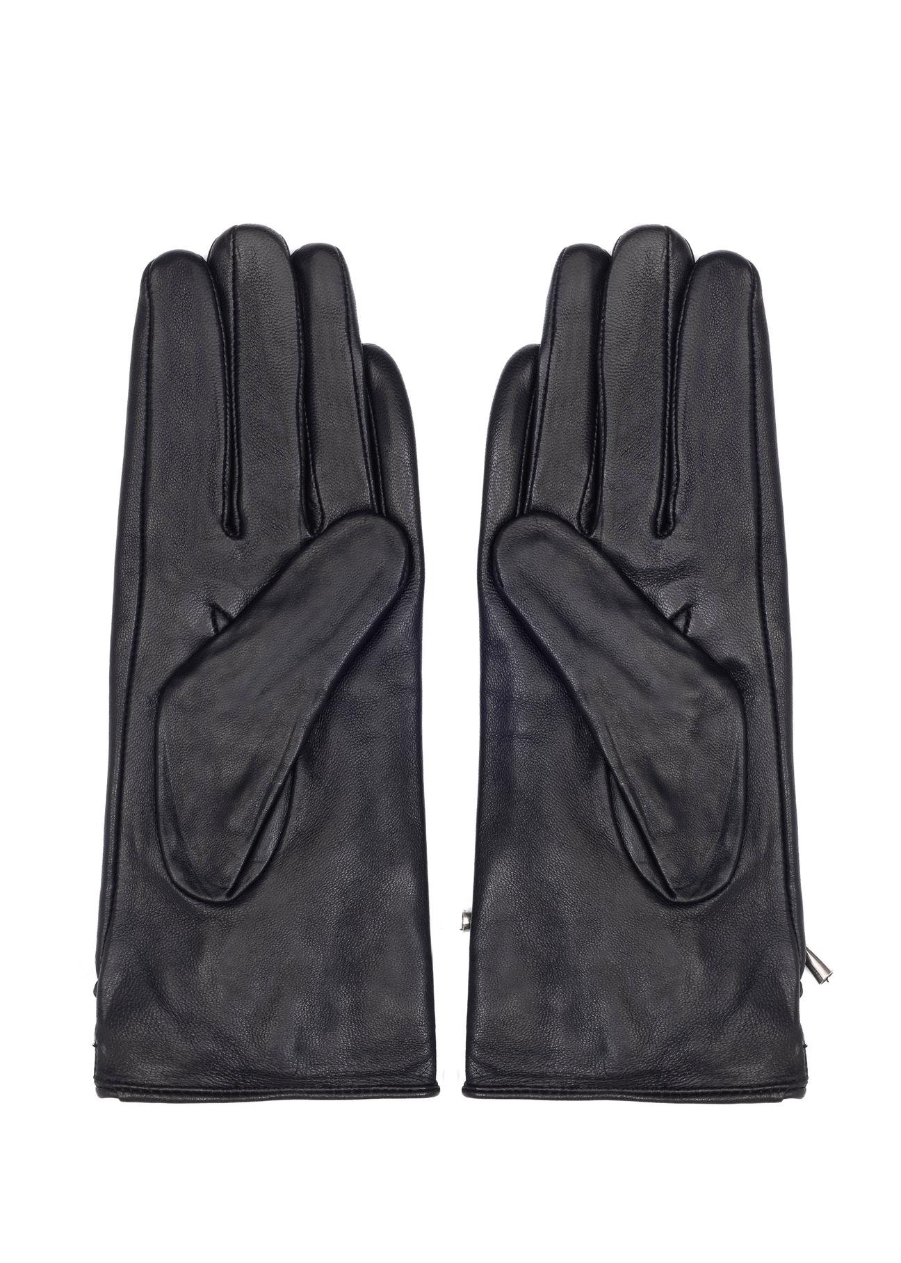 Women's leather gloves with binding REKDS-0021-99(Z24)