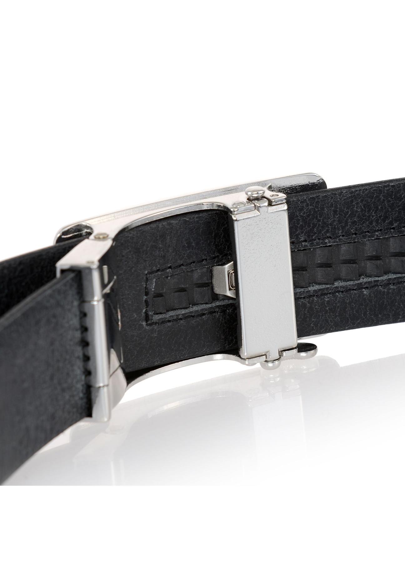 Black leather adjustable men's belt PASMS-0215A-99(W24)-02