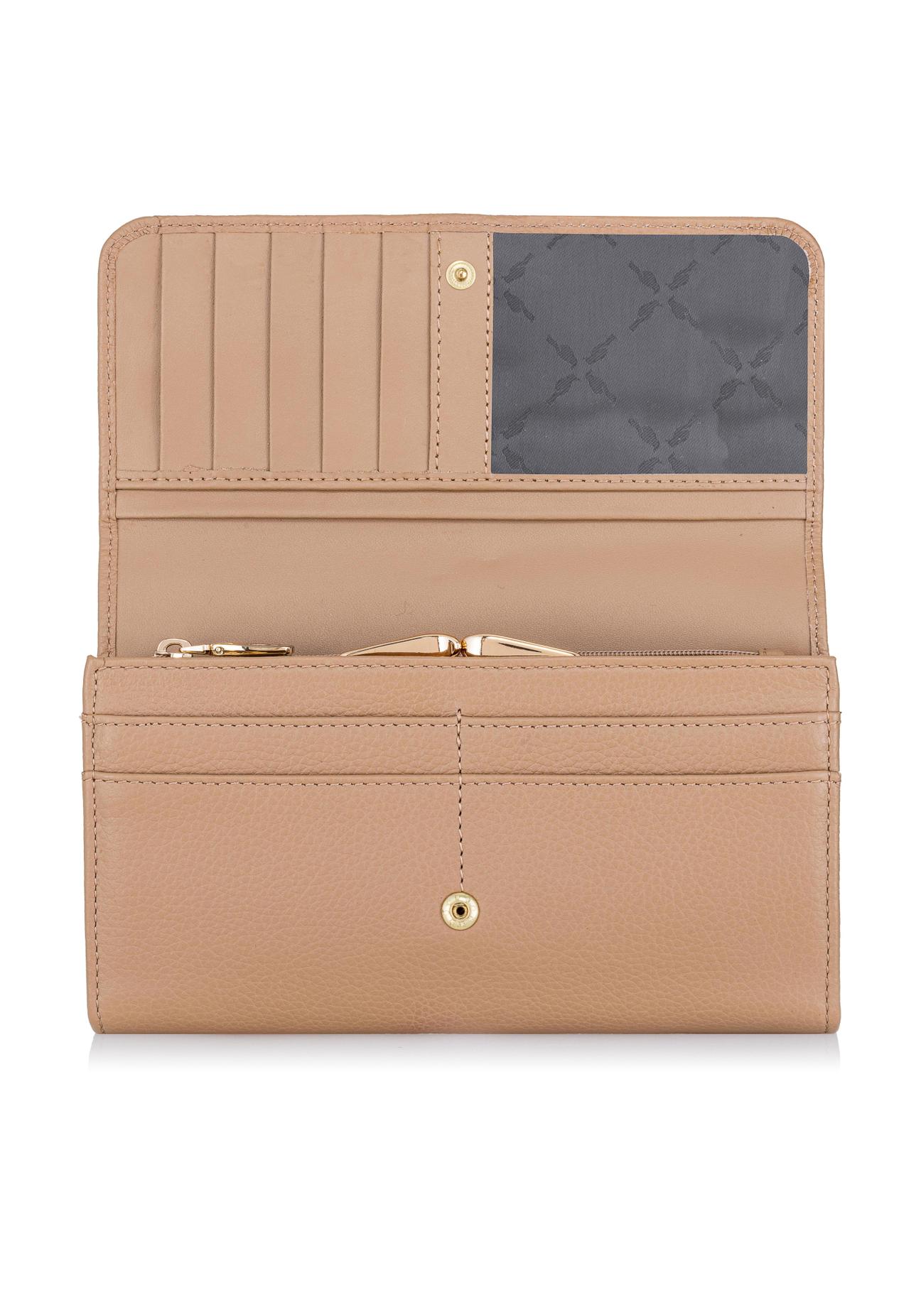 Large beige leather women's wallet PORES-0831-81(W23)-05