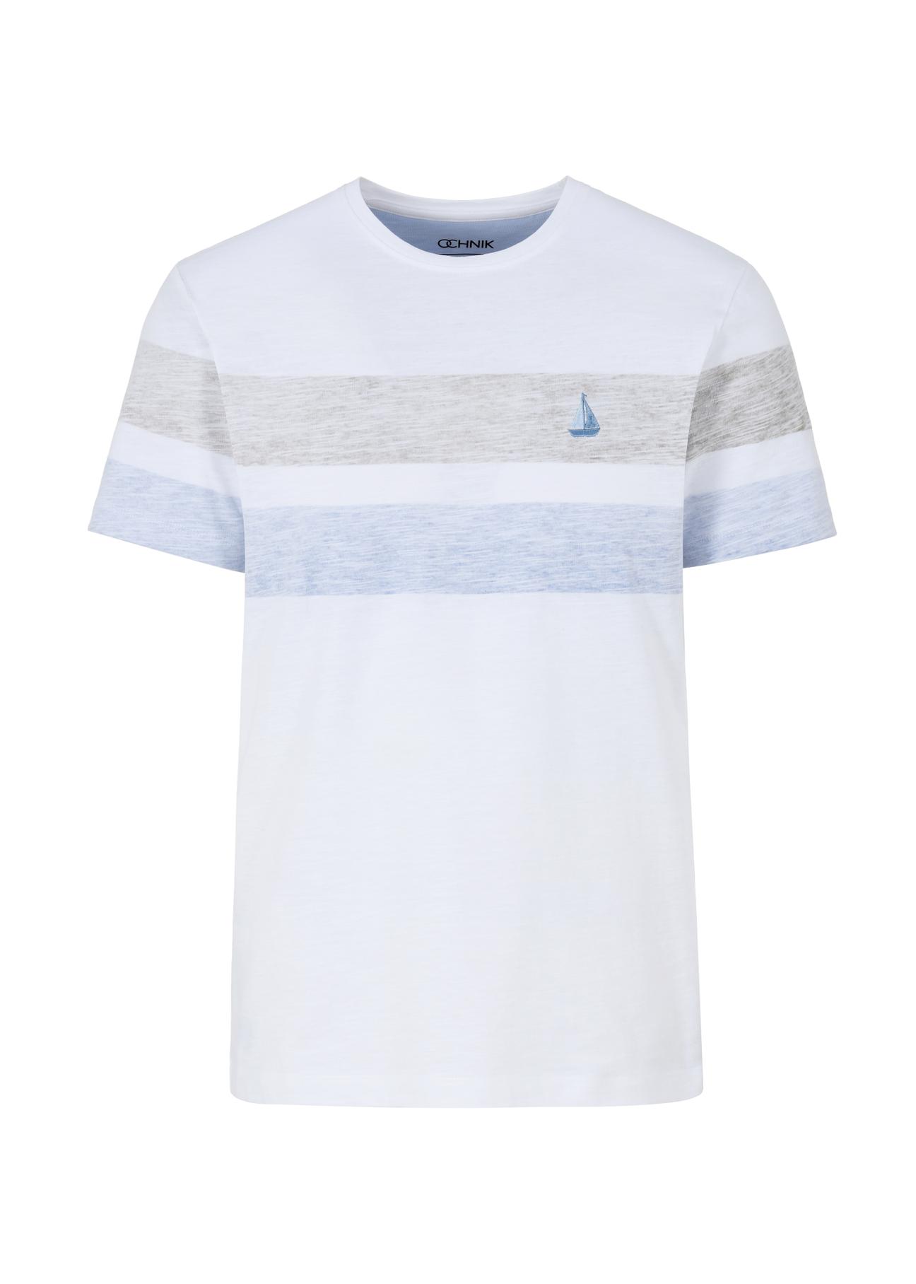 White T-shirt with patch for men TSHMT-0099-11(W24)-04