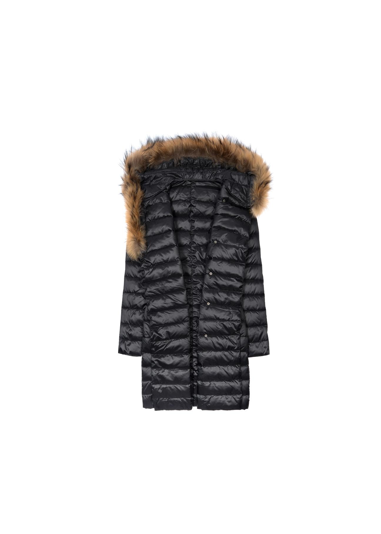 Women's black down jacket with hood KURDT-0131-99(Z20)-05