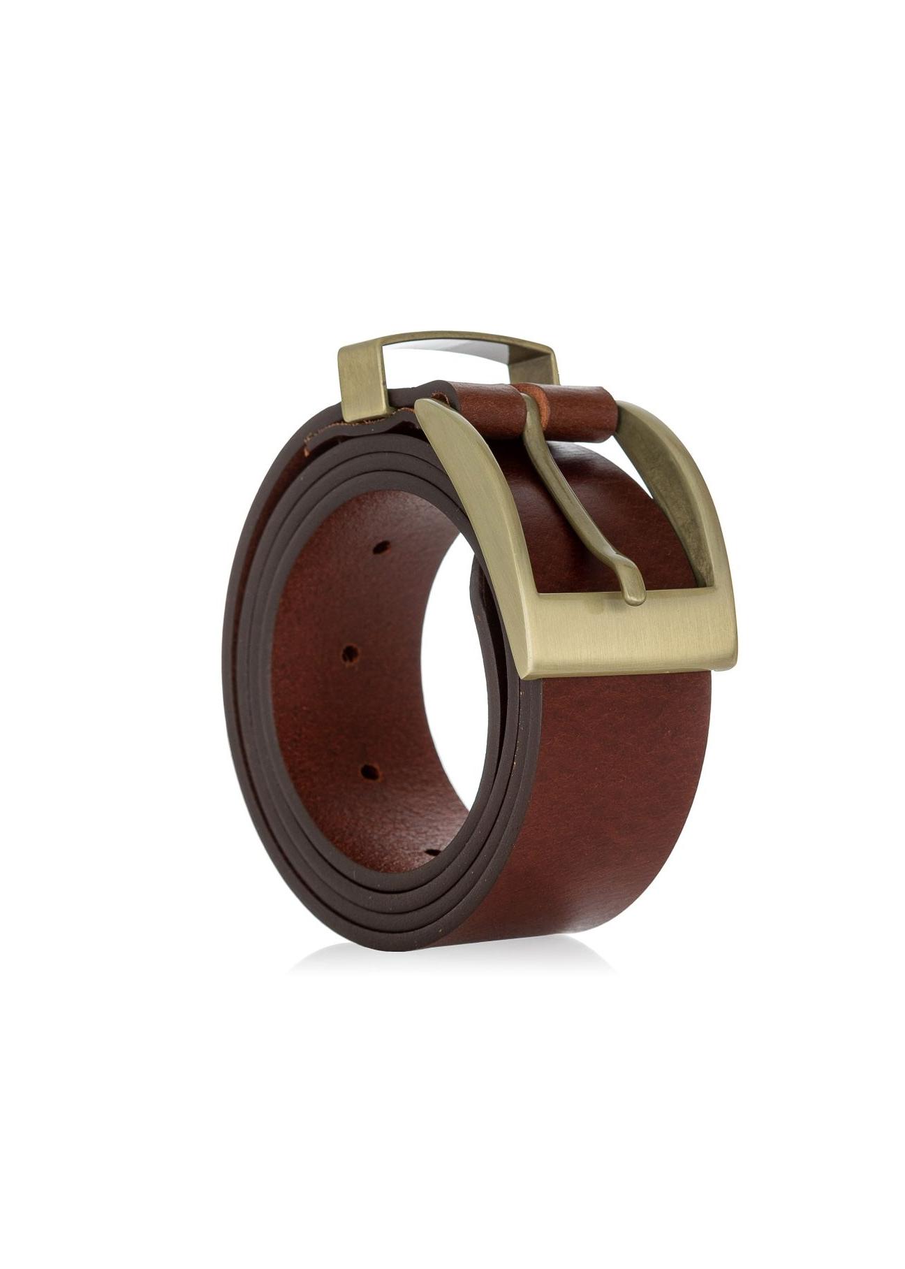 Brown leather men's belt PASMS-0127B-89(W23)-02