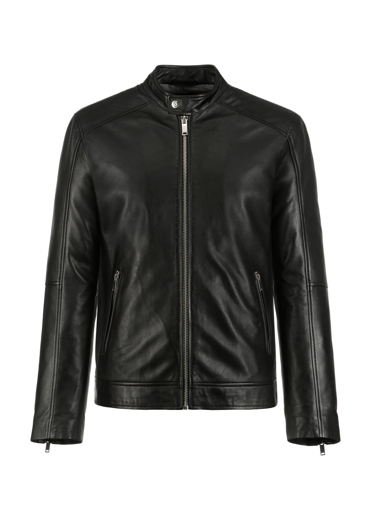 Men's leather jacket with stand-up collar KURMS-0298-1040(KS)-04