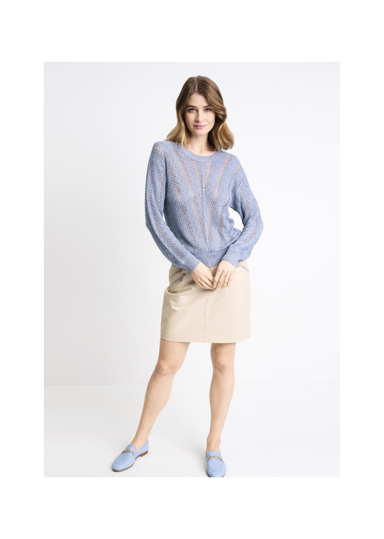 Blue openwork women's sweater SWEDT-0159-61(W22)-03