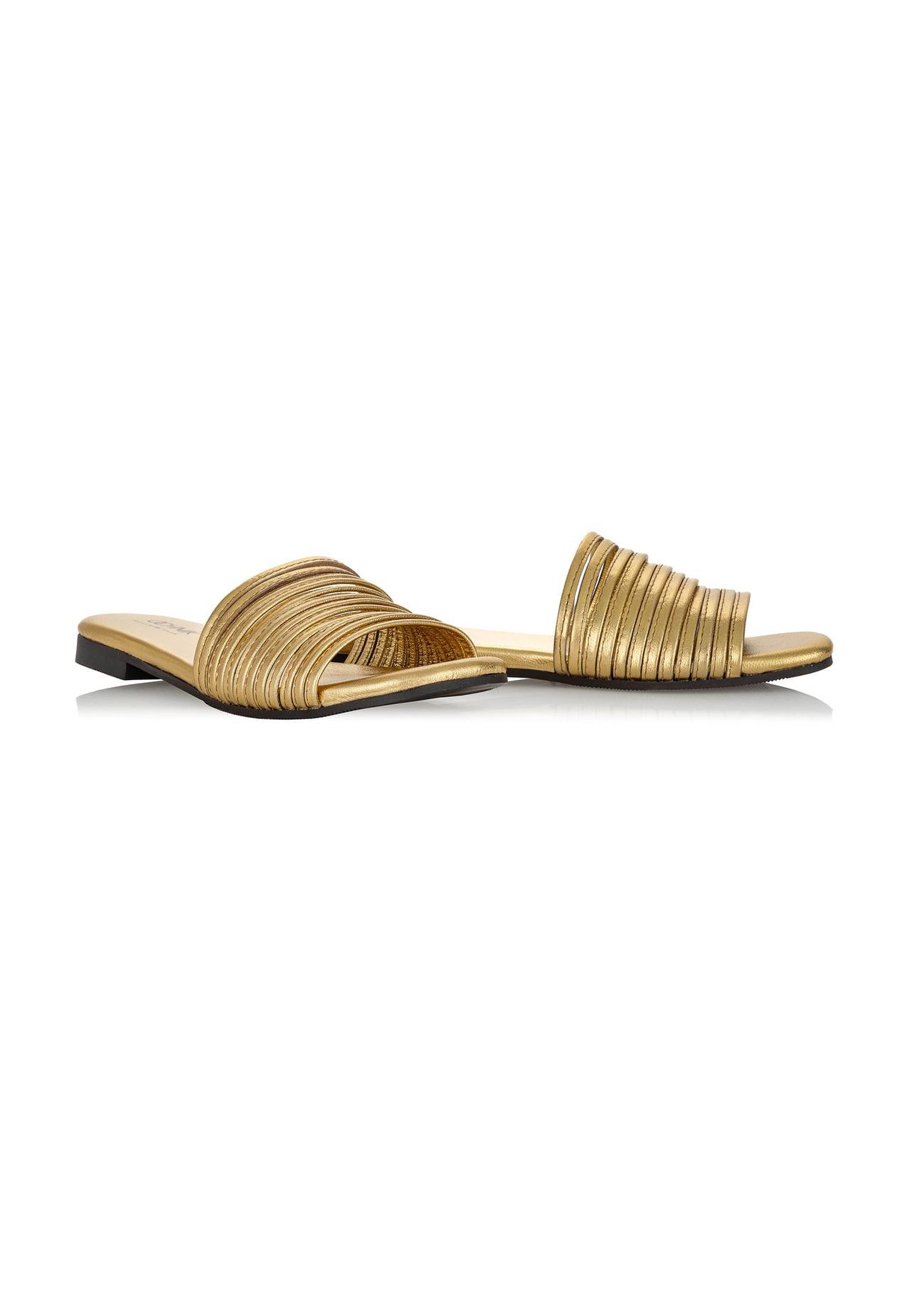 Women's gold leather flip-flops BUTYD-1048-28(W24)-02