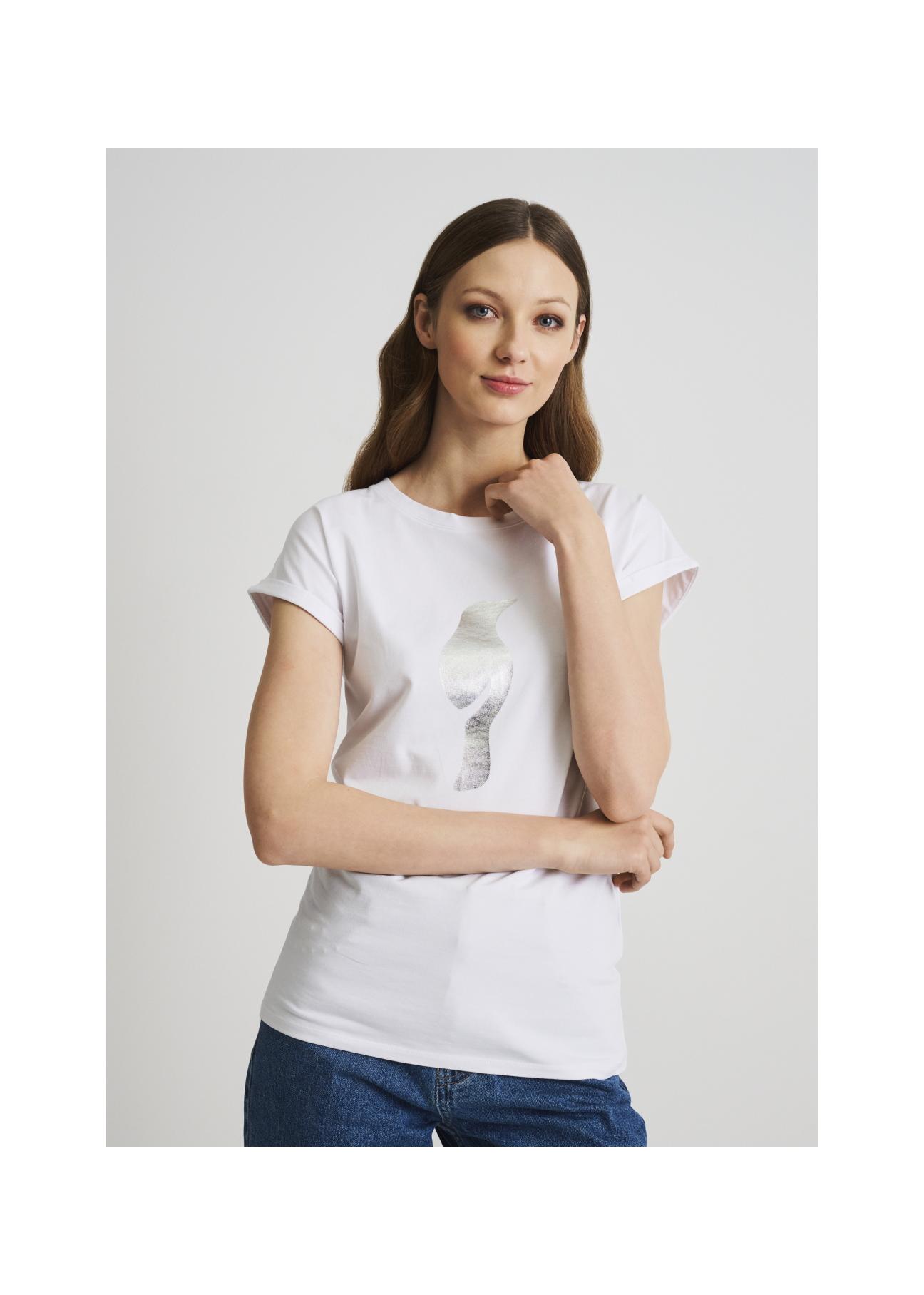 Women's white T-shirt with oriole TSHDT-0097-11(W22)-02