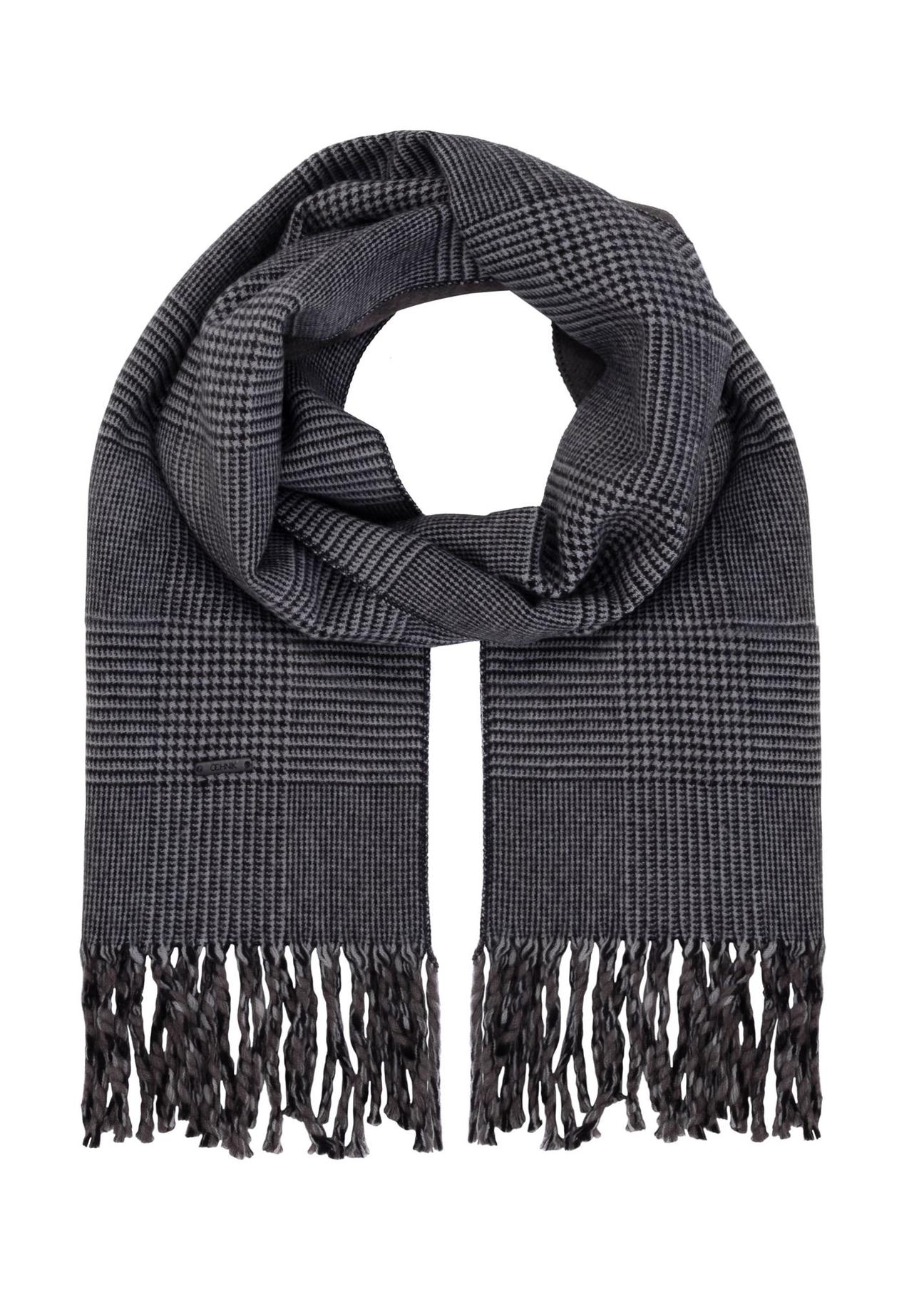 Gray men's checkered scarf SZAMT-0081-98(Z24)-01