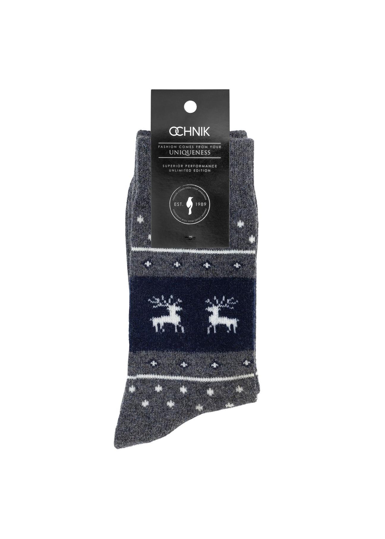 Christmas gray men's socks SKAMT-0190-91(Z24)-02