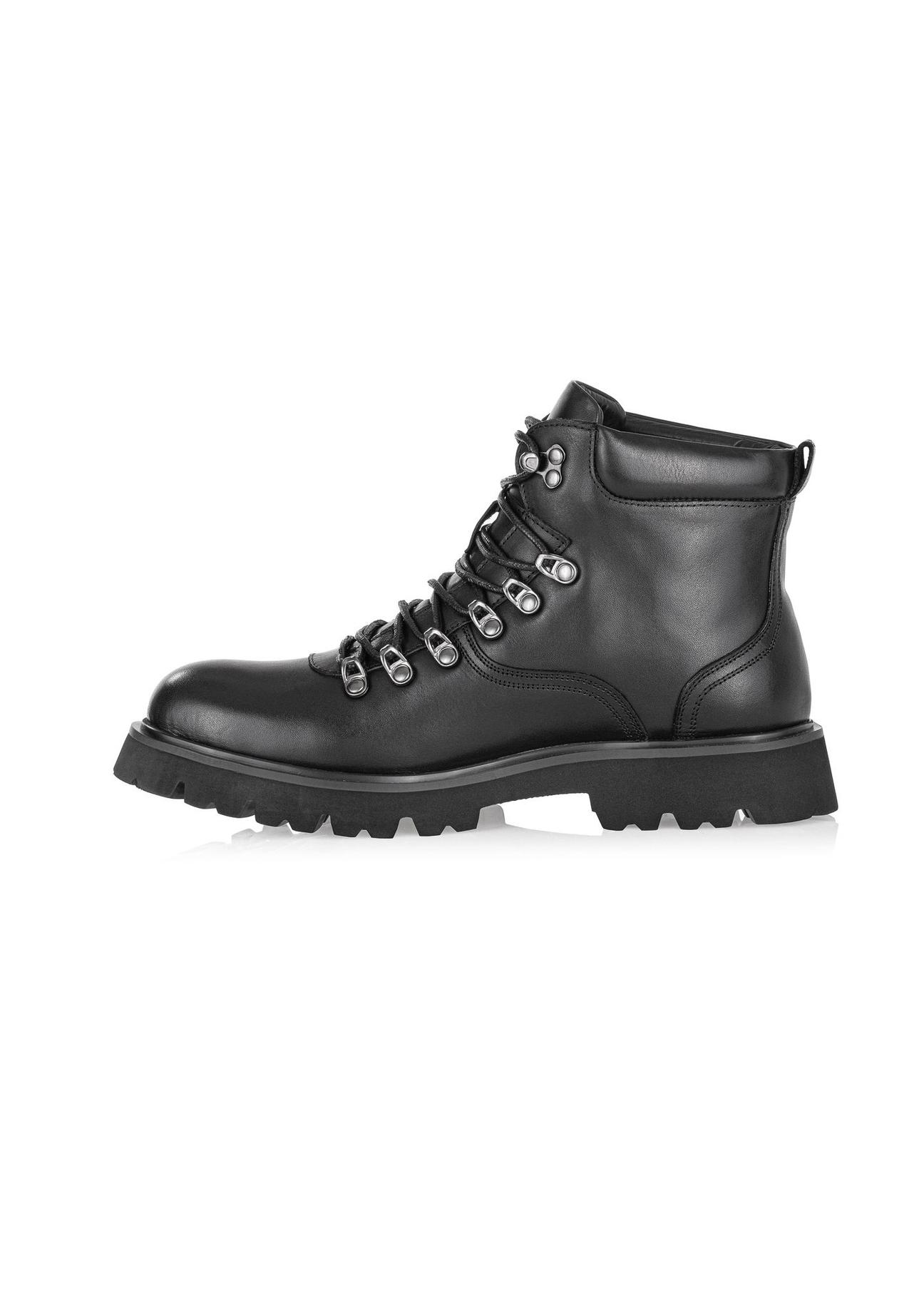 Black leather men's boots  BUTYM-0467-99(Z24)