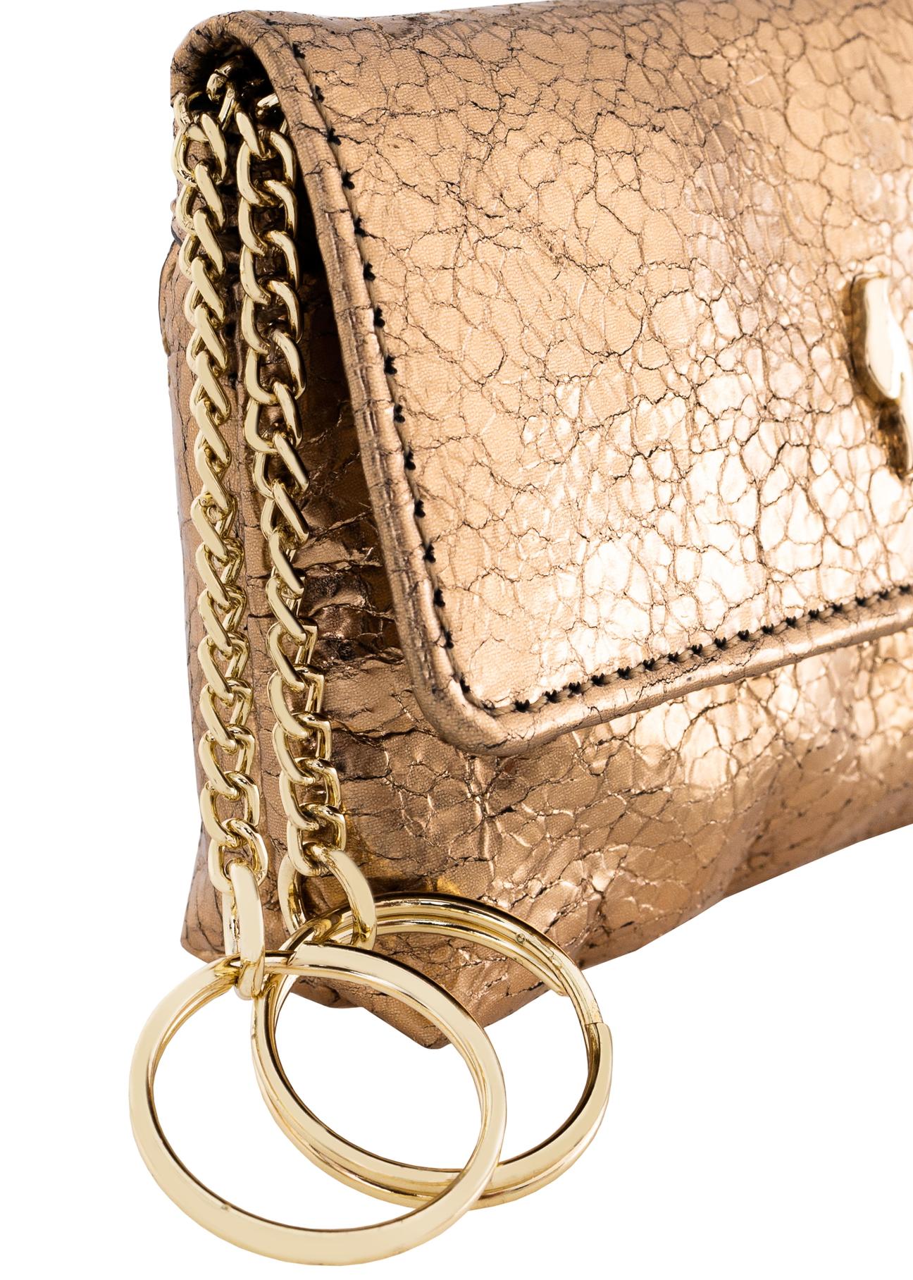 Small gold leather wallet with chain PORES-0877-28(Z23)-06