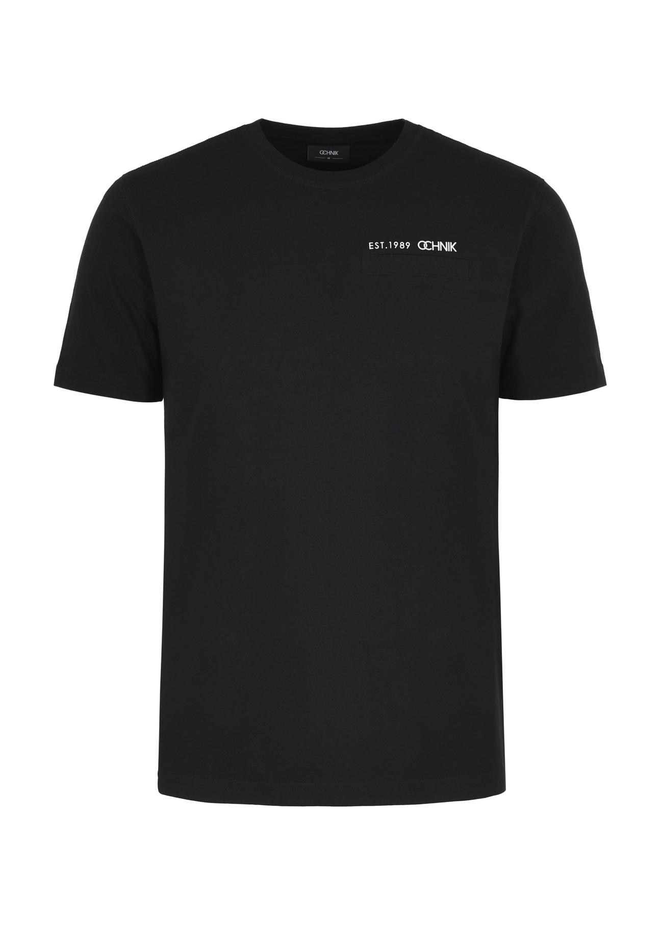 Men's black basic T-shirt with OCHNIK brand logo TSHMT-0102-99(W24)-03