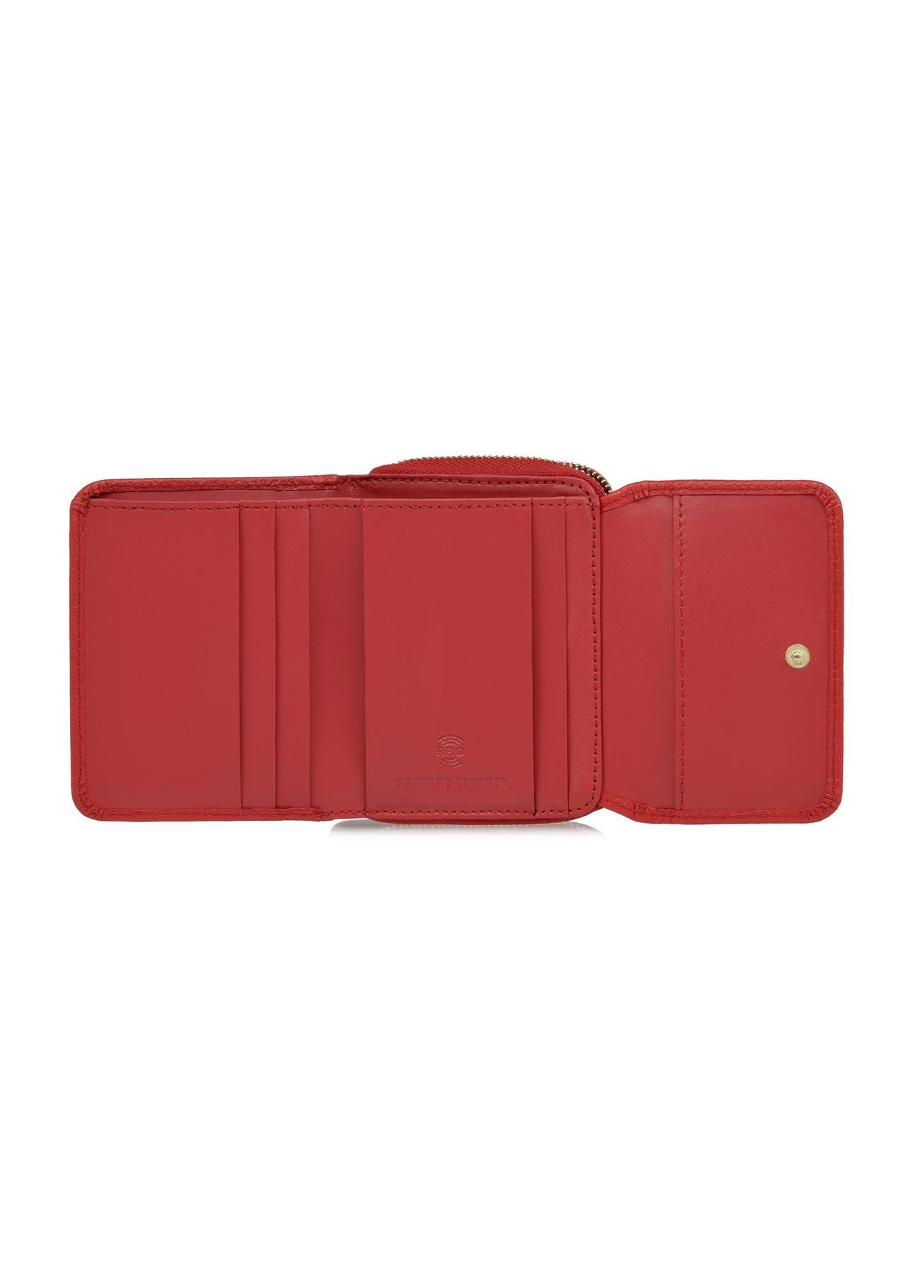 Red leather women's wallet with RFID protection PORES-0817RFID-42(W24)-04