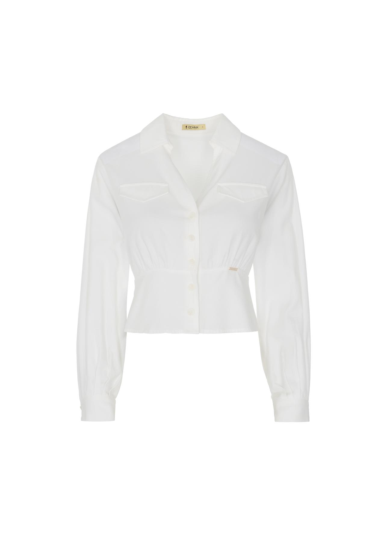 White women's blouse with basque BLUDT-0139-11(W22)-03