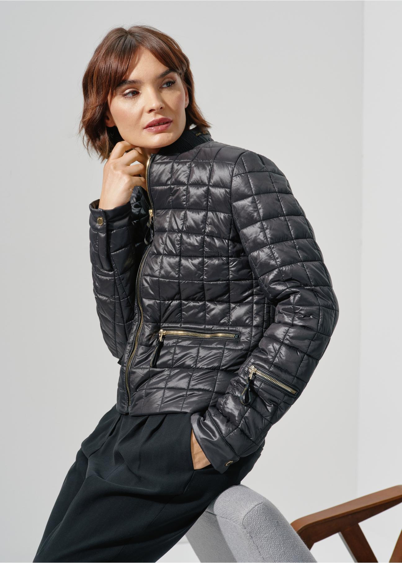 Women's black quilted insulated jacket KURDT-0505-99(W24)-01