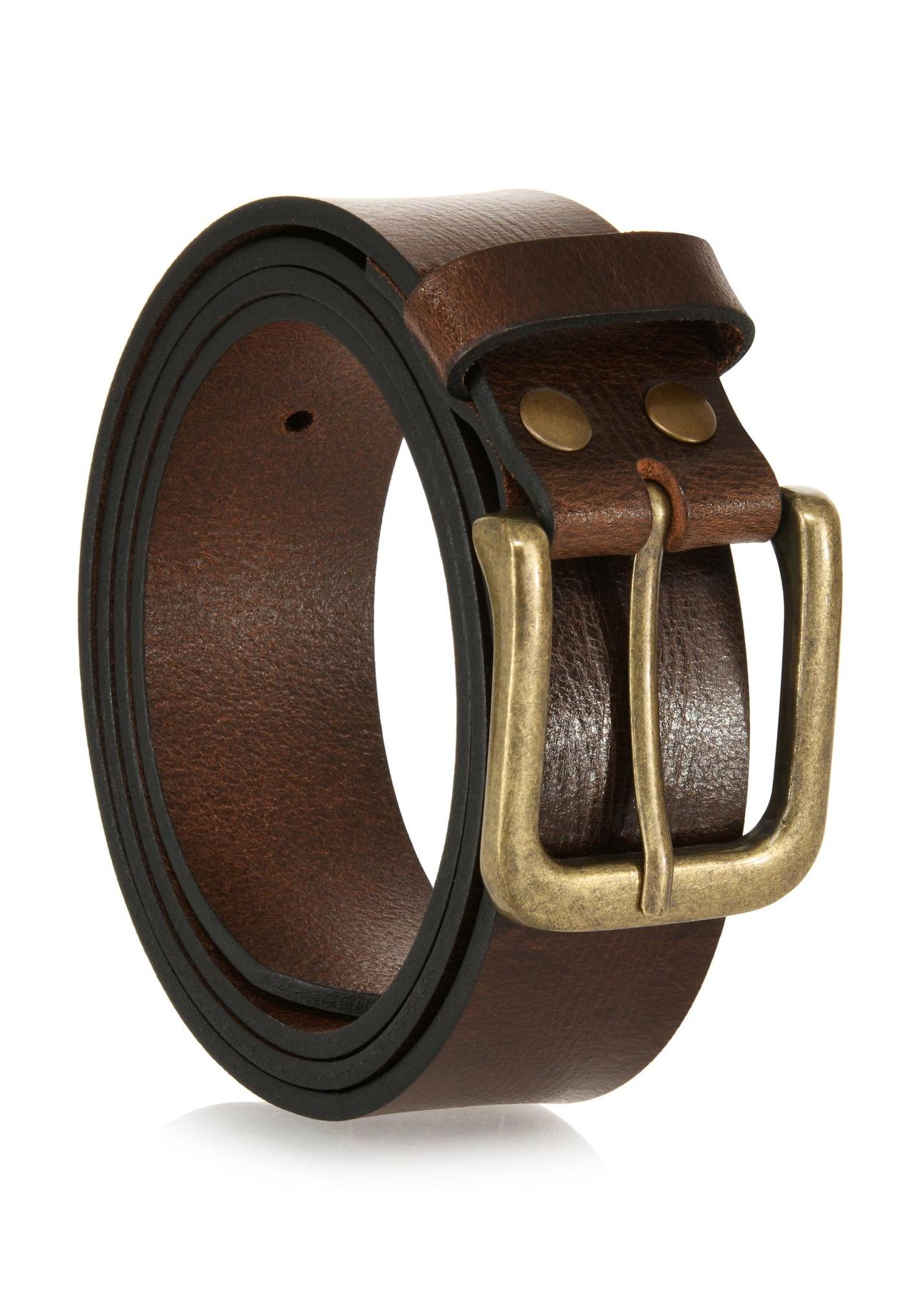 Brown leather men's belt PASMS-0250-89(W24)-02