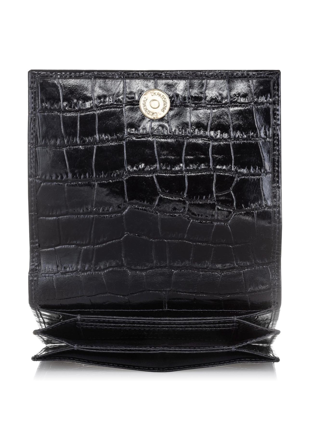 Women's small black croco wallet PORES-0846-99(W23)-04