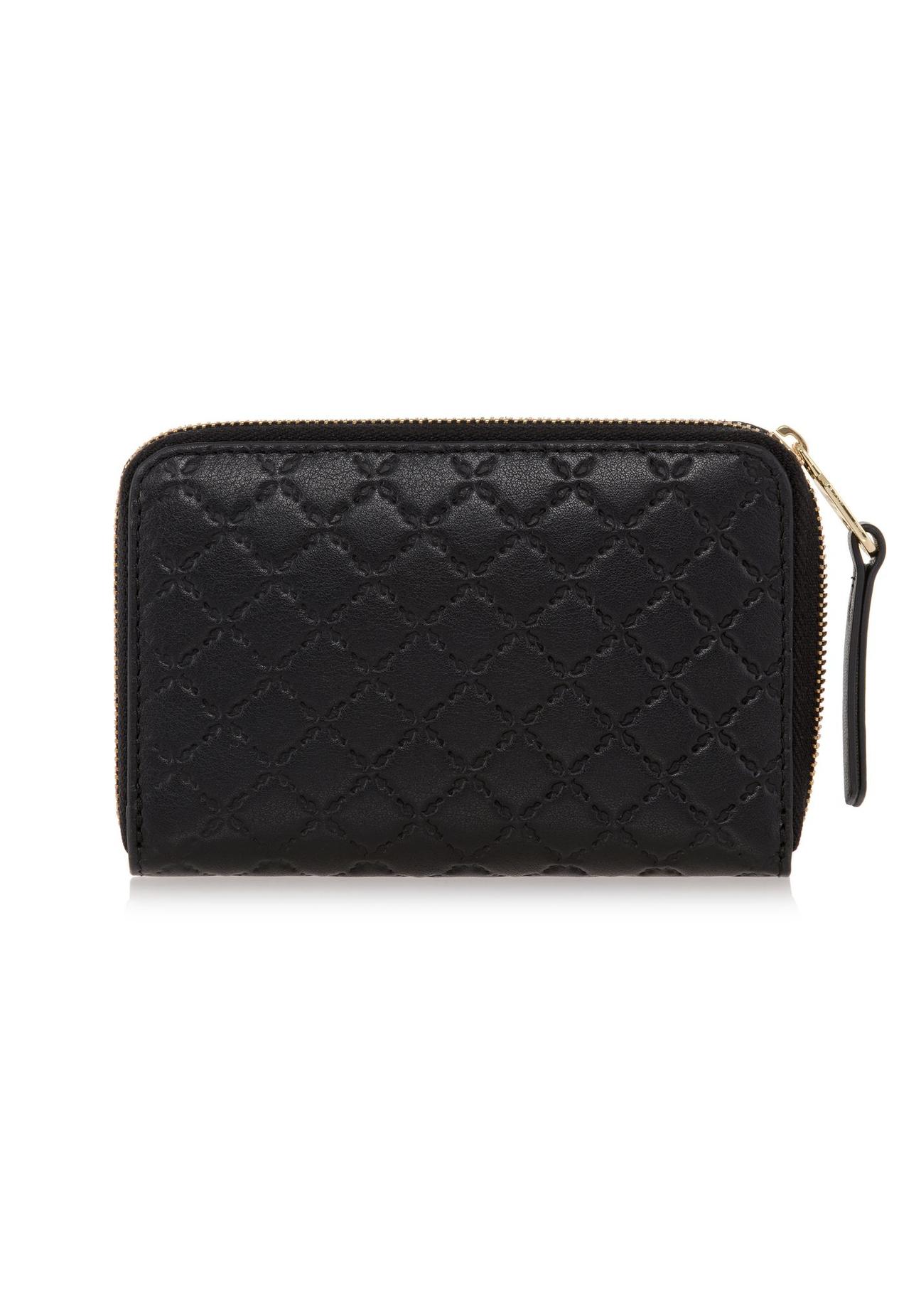 Black leather women's wallet with embossing PORES-0836A-99(W23)-03