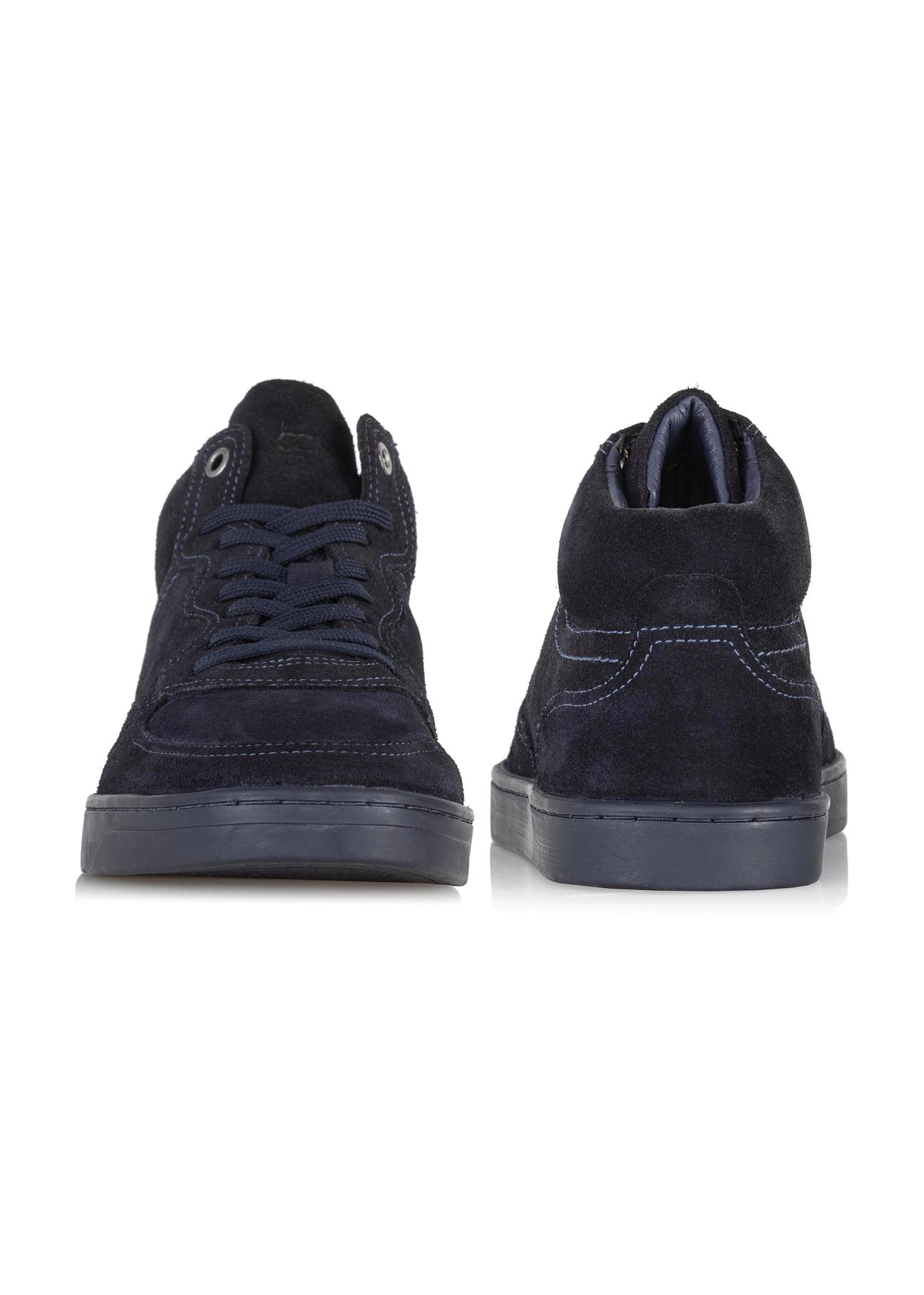 Men's navy blue leather sneakers BUTYM-0446-69(Z23)-03