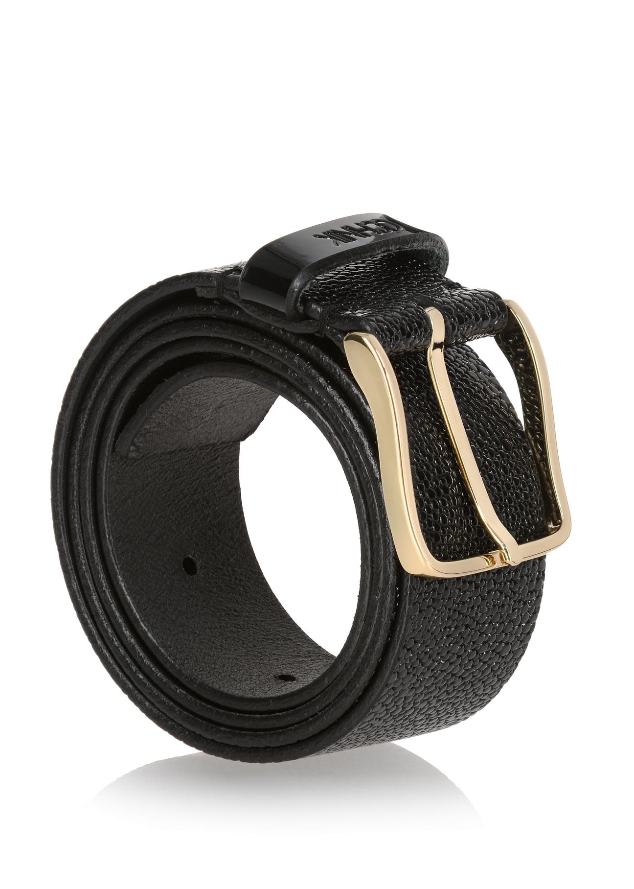 Women's black leather belt PASDS-0290-99(Z23)-02