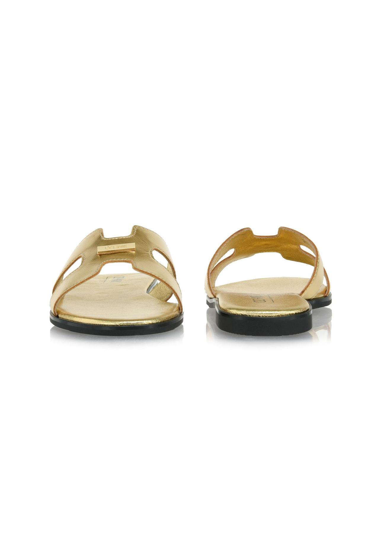 Women's gold leather flip-flops BUTYD-0725B-28(W24)-03