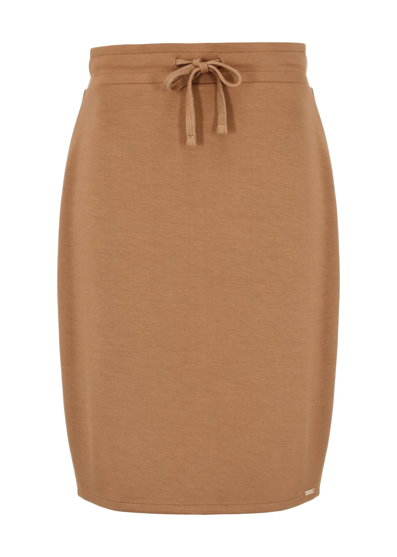 Camel pencil skirt with ties SPCDT-0059A-89(W24)-04