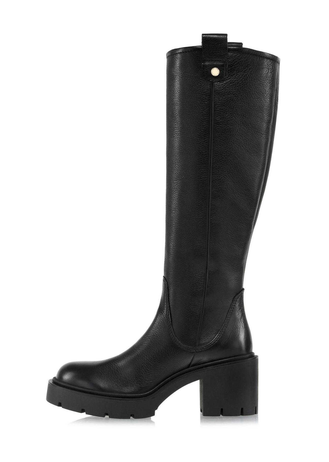 Black leather women's high-heeled boots BUTYD-1096-99(Z24)-03