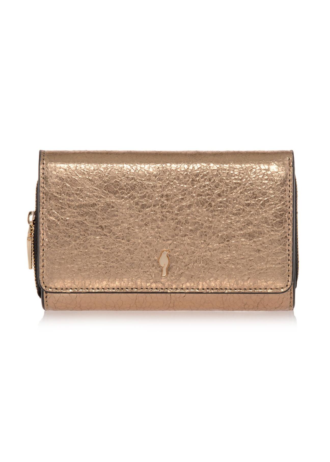 Women's gold leather wallet PORES-0801C-28(W23)-01