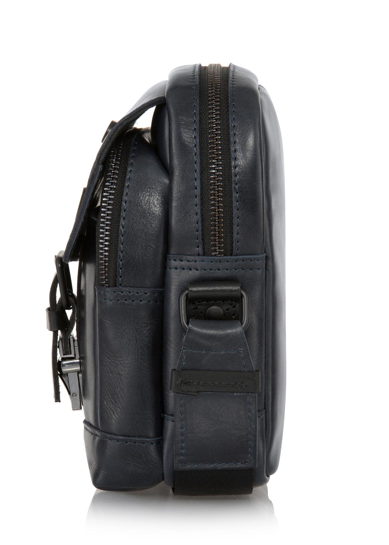 Men's navy blue leather bag TORMS-0105-69(W23)-02