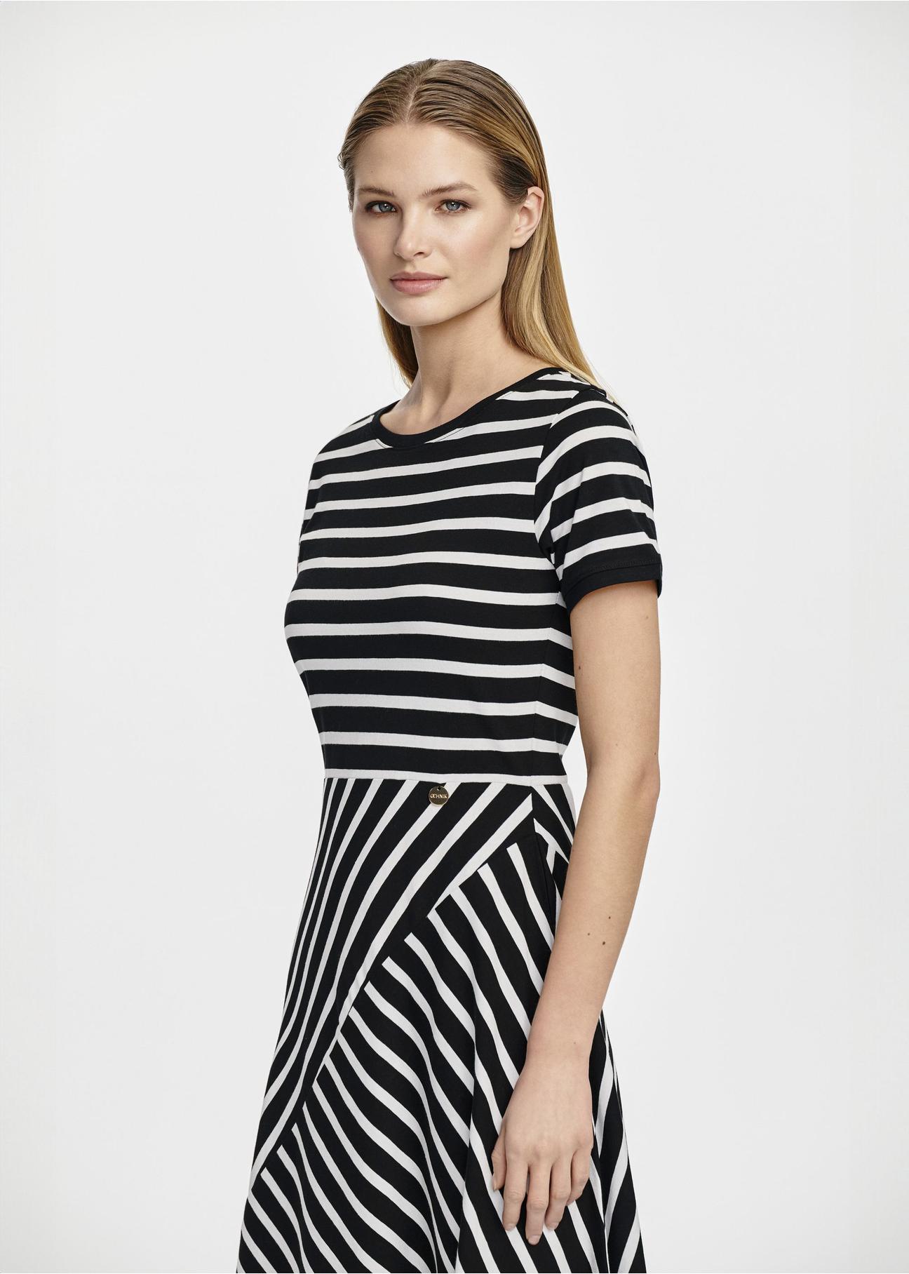 Black and white striped midi dress SUKDT-0182-99(W25)-03