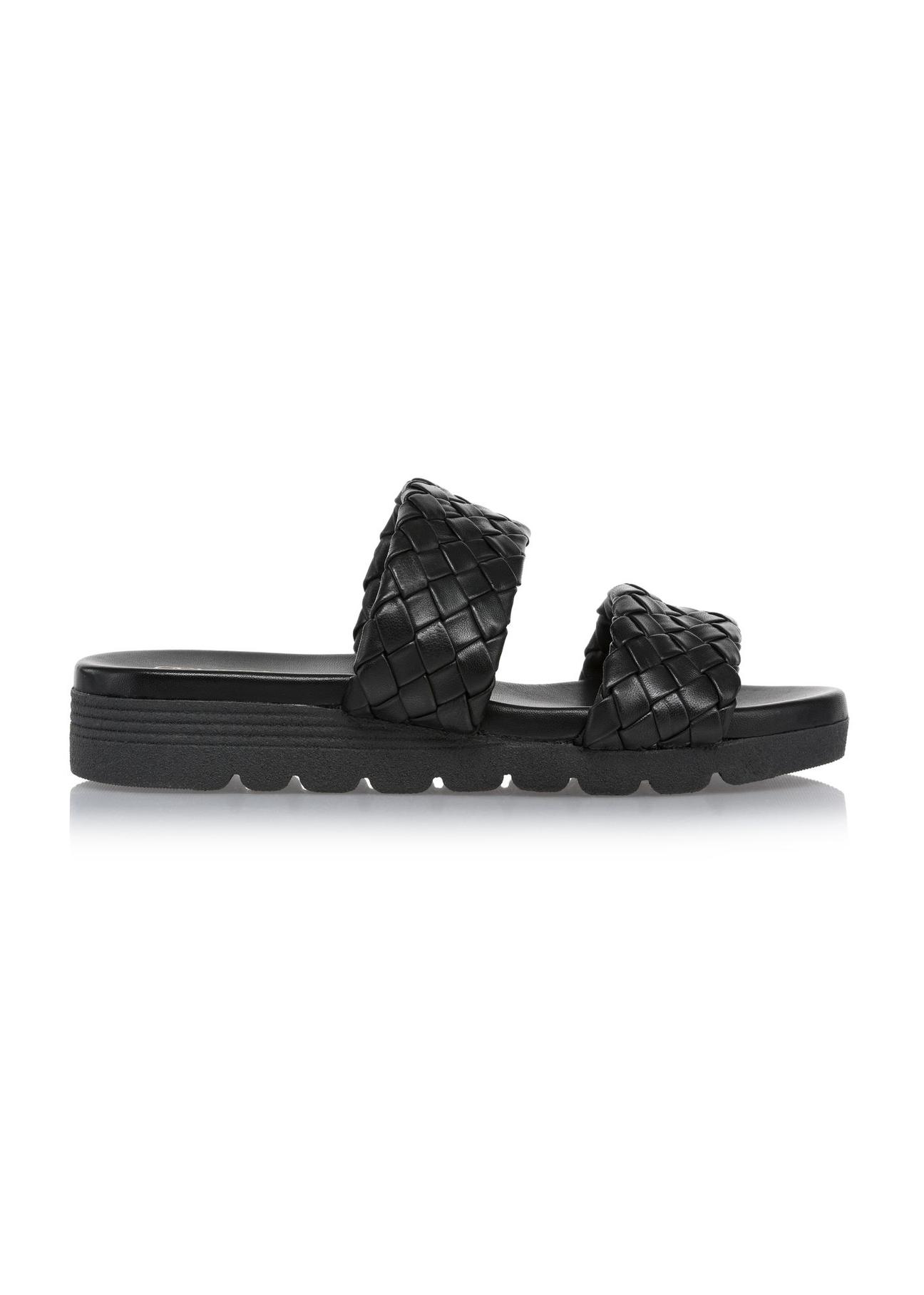 Black leather platform flip-flops BUTYD-1063-99(W24)-01