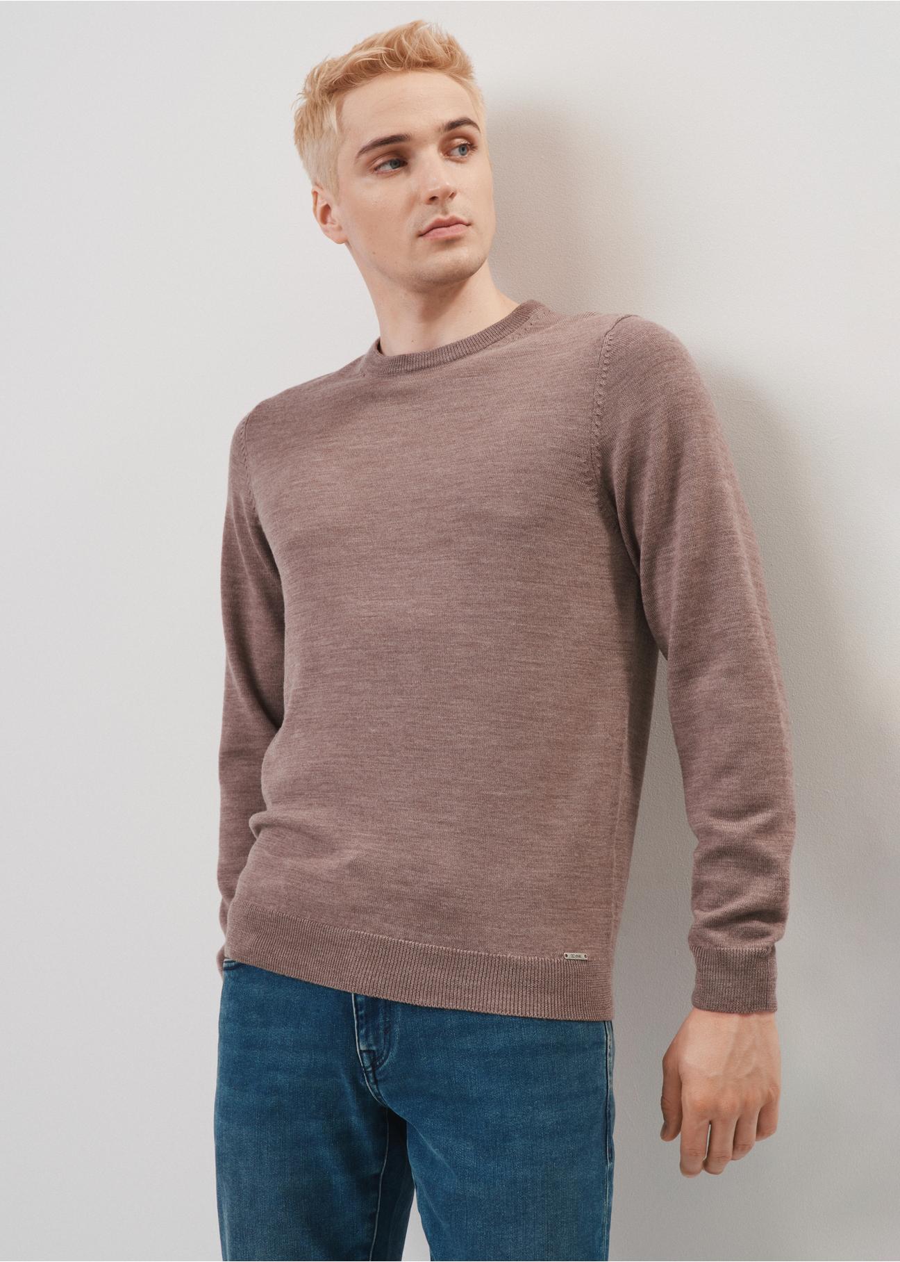 Beige wool men's sweater SWEMT-0139-81(Z23)-01