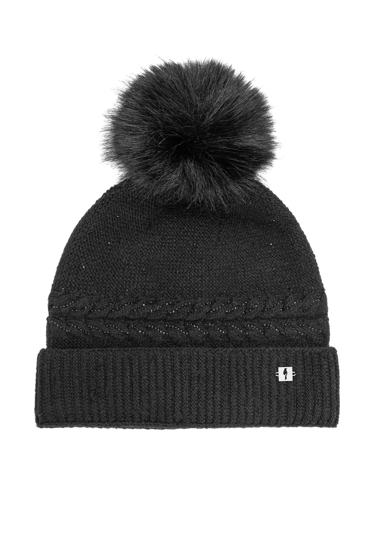 Warm winter hat for women black CZADT-0186-99(Z24)-05