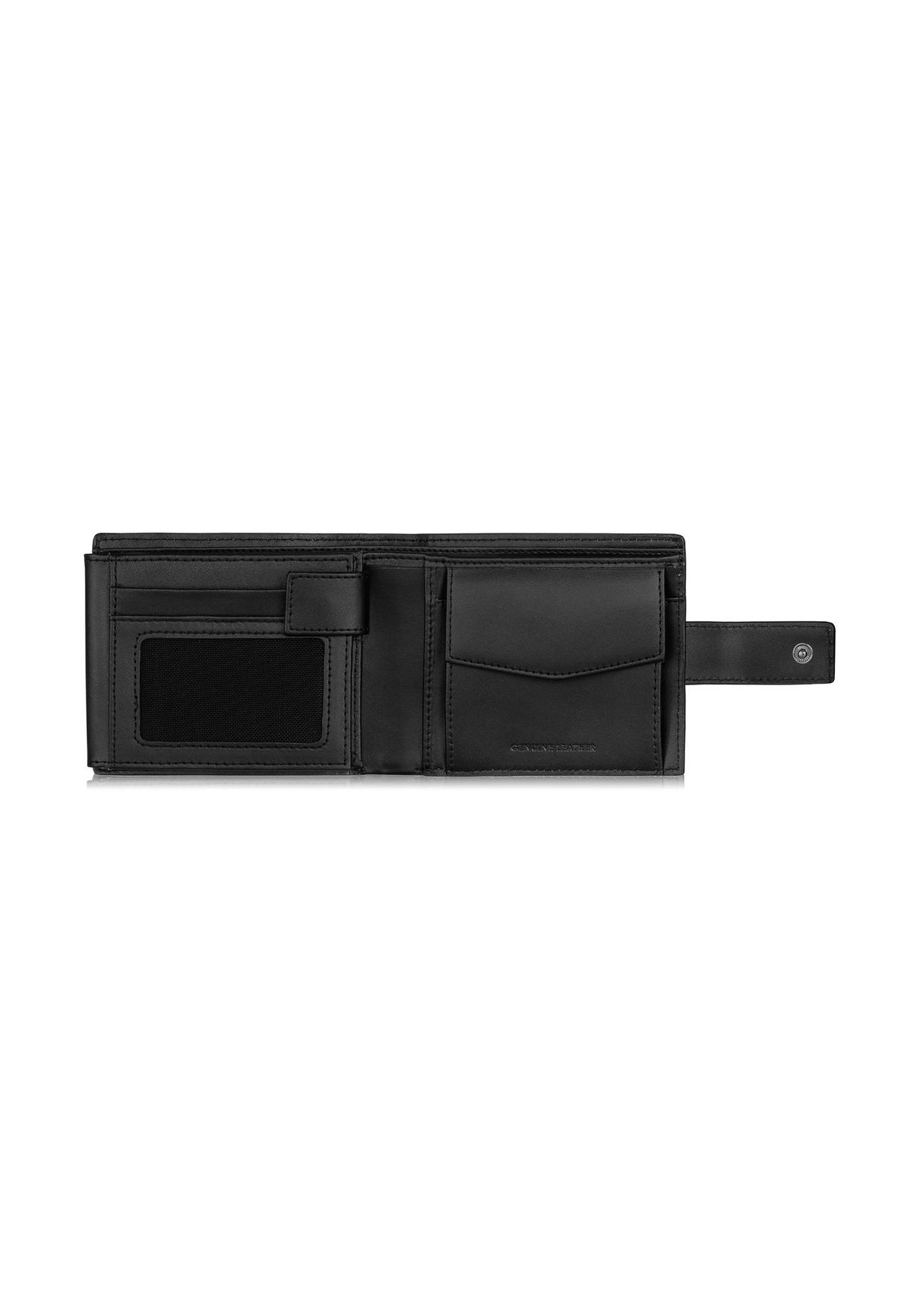 Men's black leather wallet with monogram PORMS-0601-98(Z23)-04