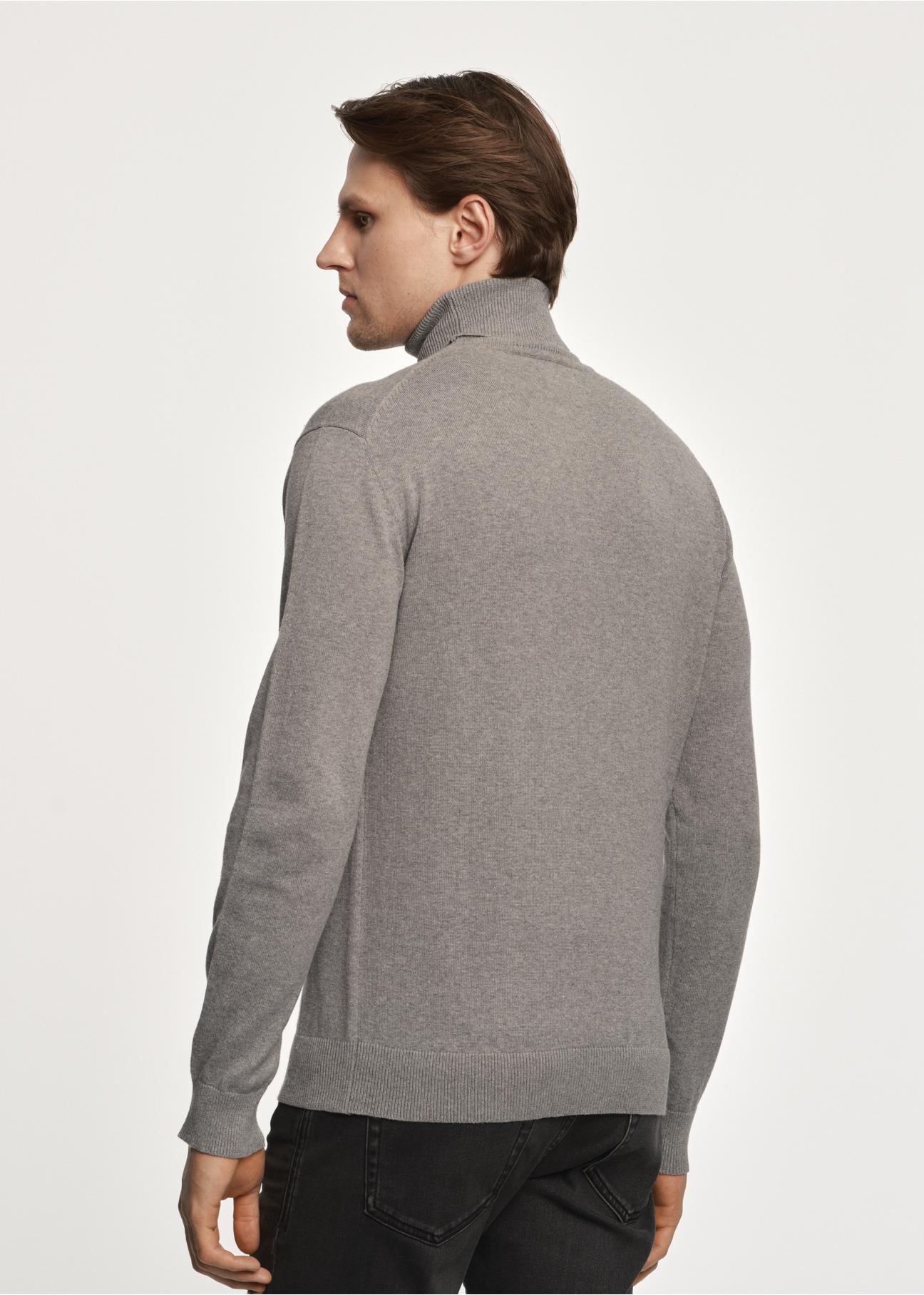 Grey men's turtleneck sweater SWEMT-0095A-66(Z23)-02