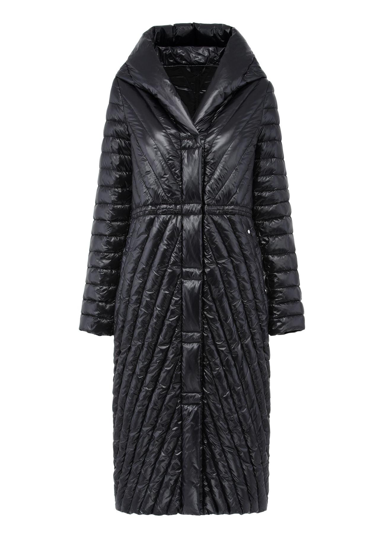 Long black women's quilted jacket KURDT-0523-99(Z24)-04