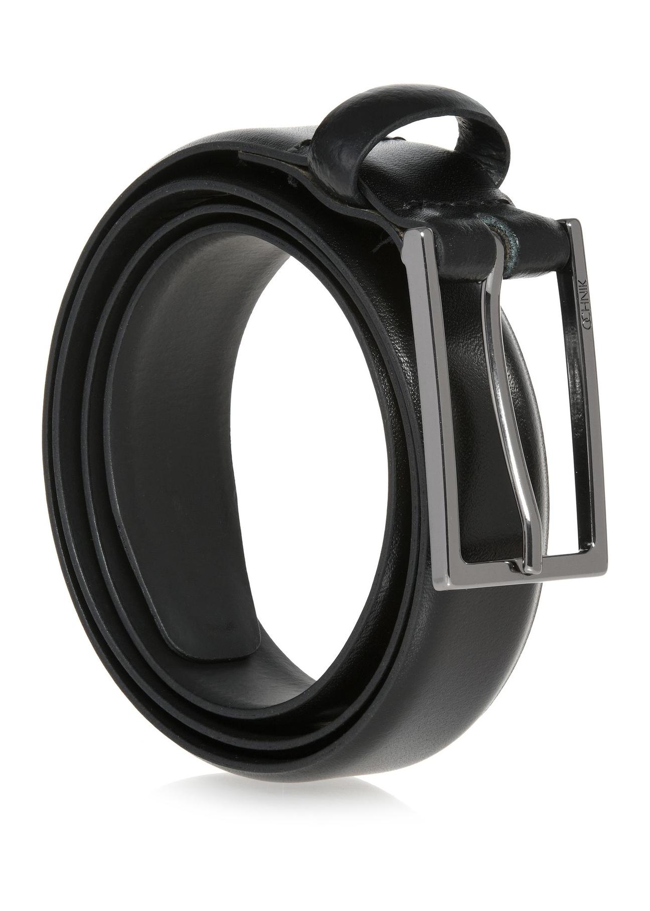 Black leather men's belt PASMS-0256-99(Z24)-02