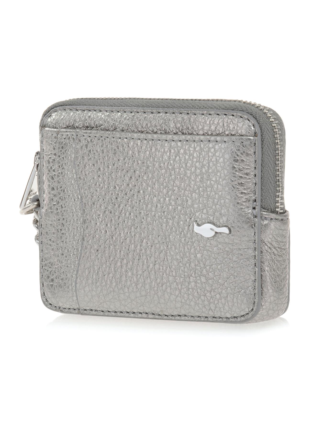 Small silver leather wallet with chain PORES-0873-92(Z23)-03