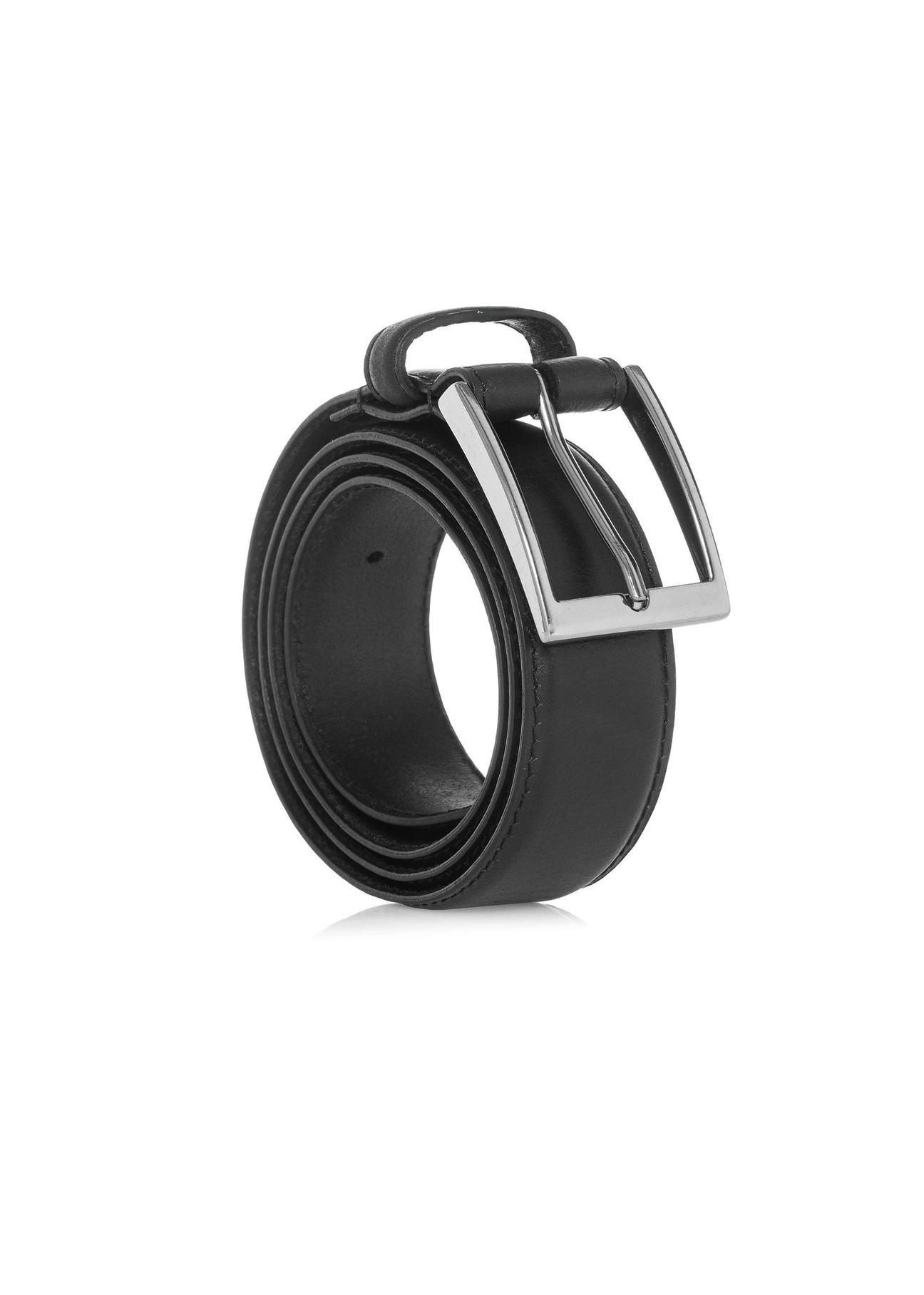 Leather black men's belt PASMS-0258-99(Z24)-02