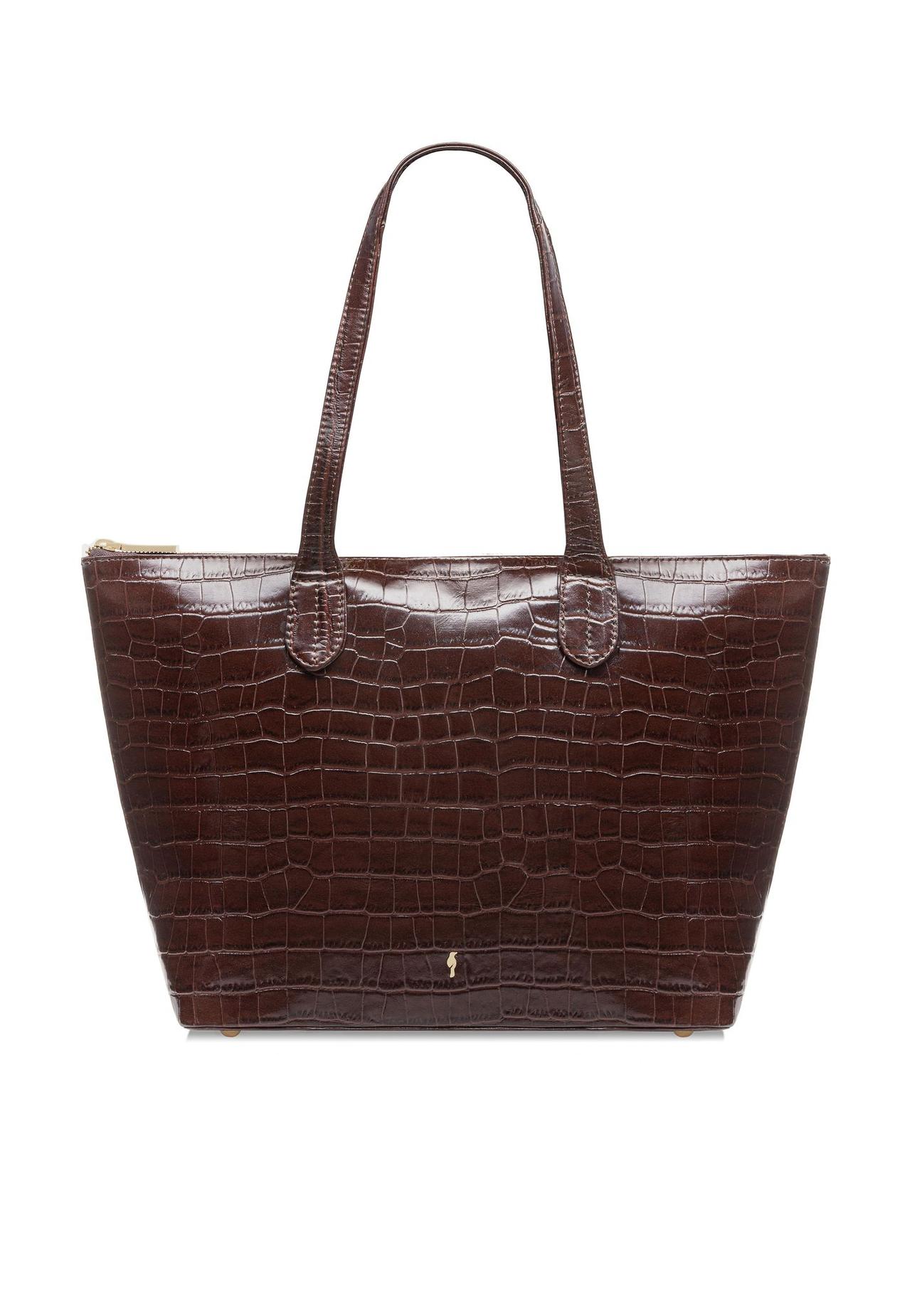 Women's brown leather shopper bag TORES-0939D-89(W25)-01