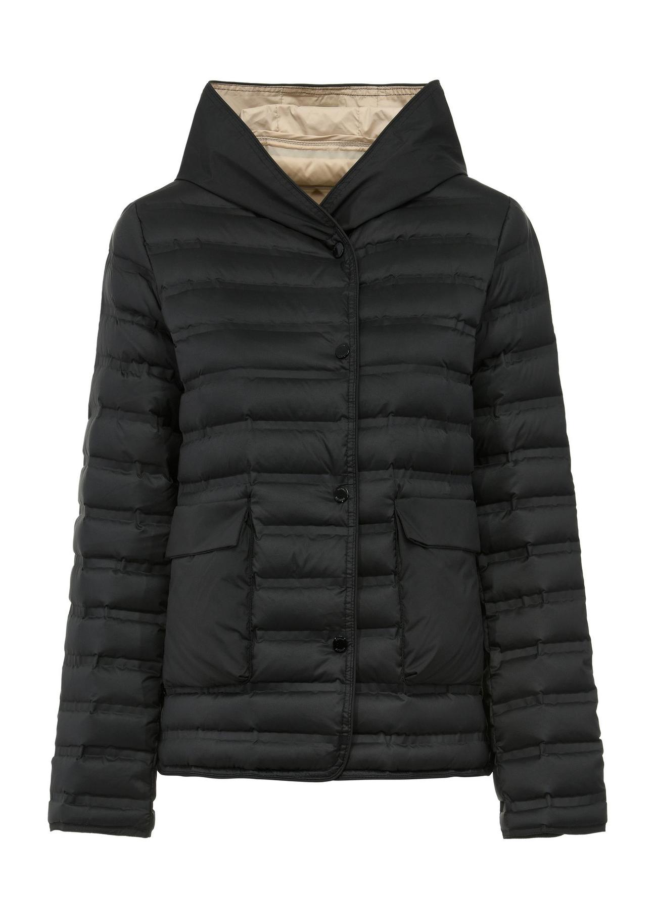 Black women's quilted jacket with natural down KURDT-0574-99(W25)-01