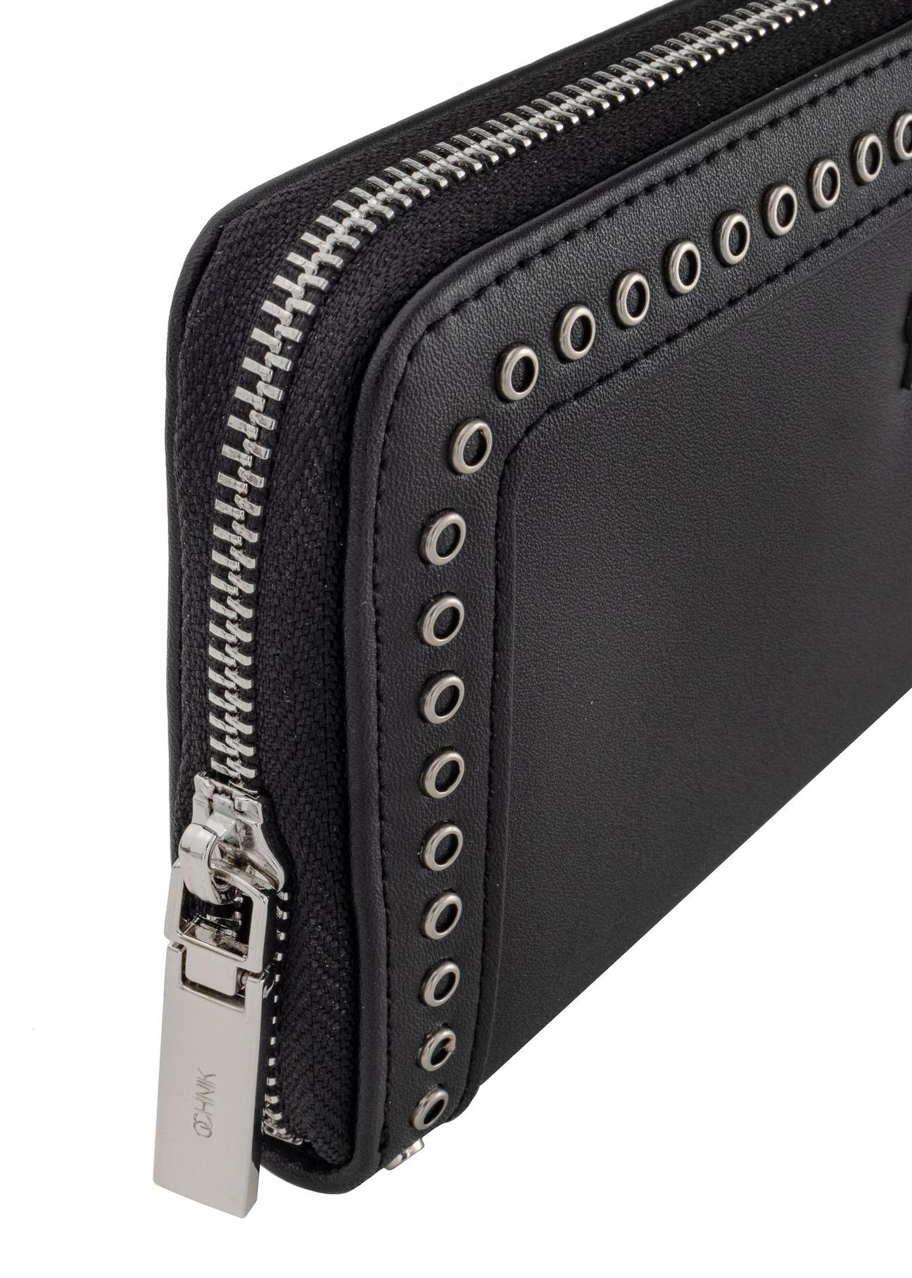 Black large women's wallet with rivets POREC-0383-99(W24)-06