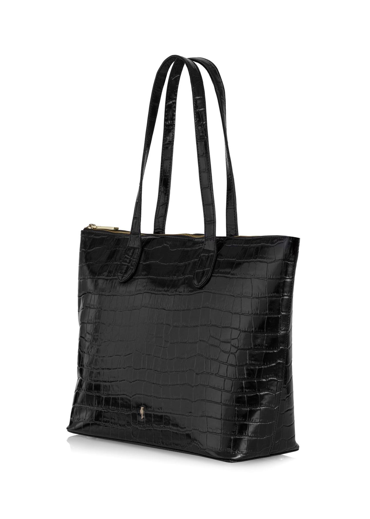 Czarna torebka shopper skórzana TORES-0939-99(Z23)-02