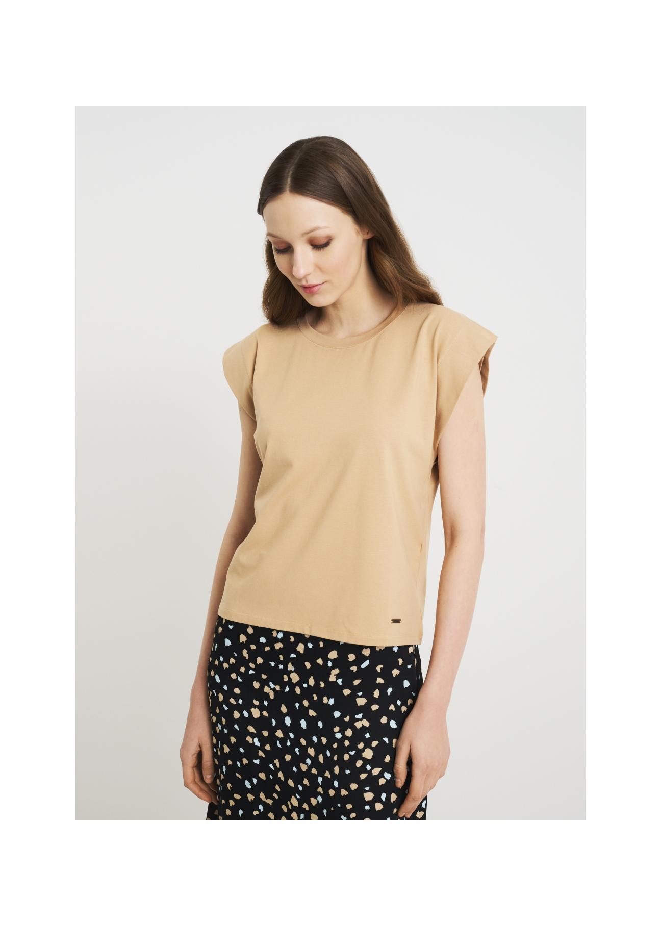 Beige Women's Basic T-shirt TSHDT-0085-80(W22)-01