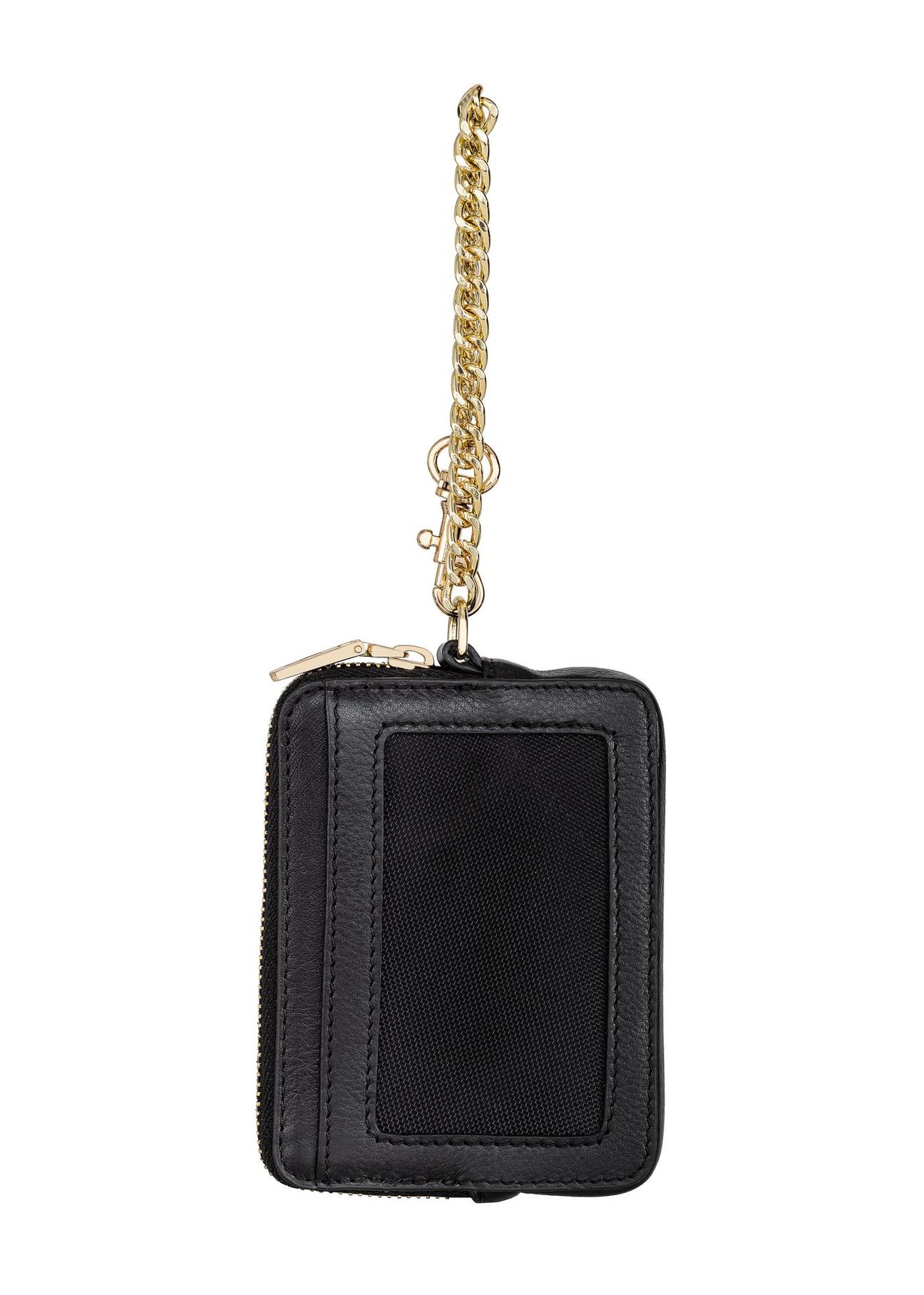 Small black leather wallet with chain PORES-0885-99(Z23)-03