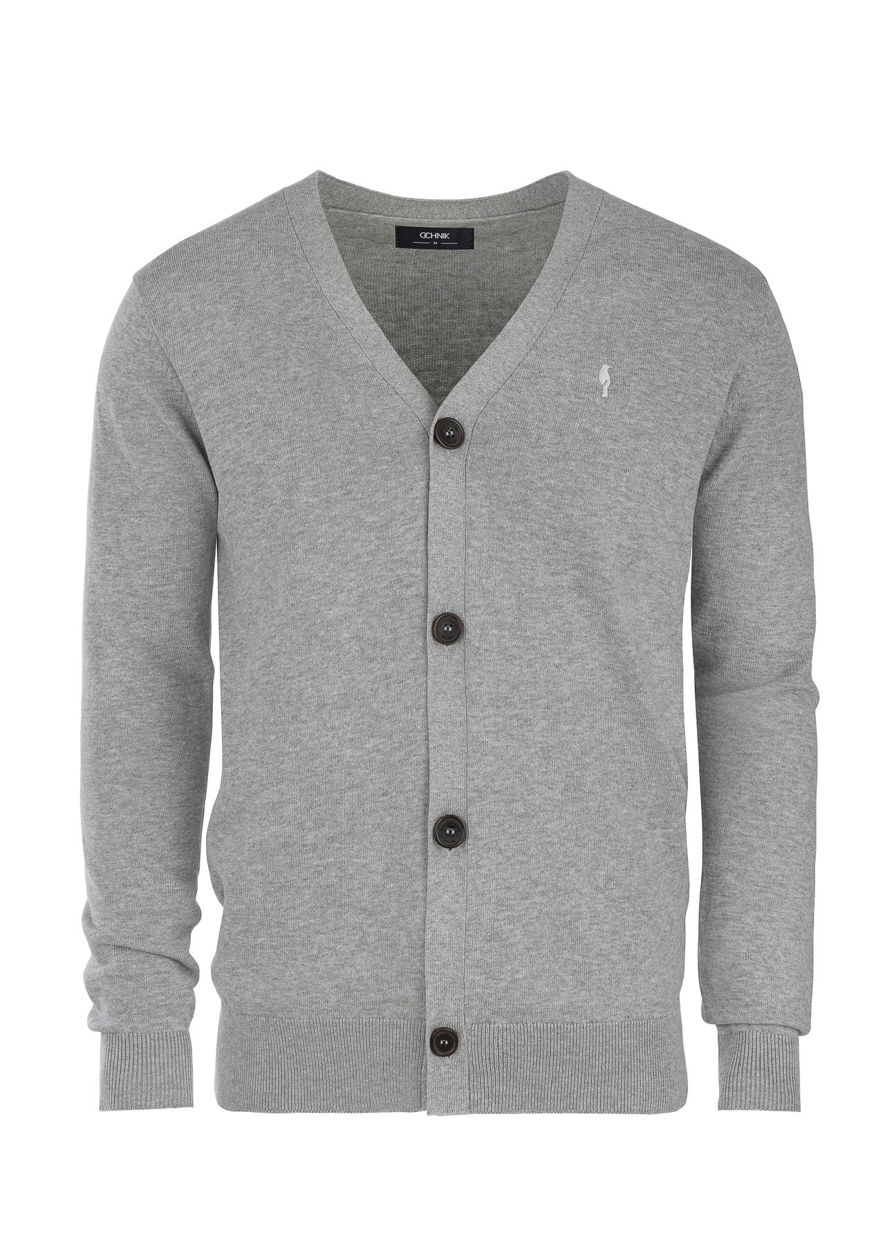 Grey men's cotton cardigan KARMT-0003-91(W24)-04