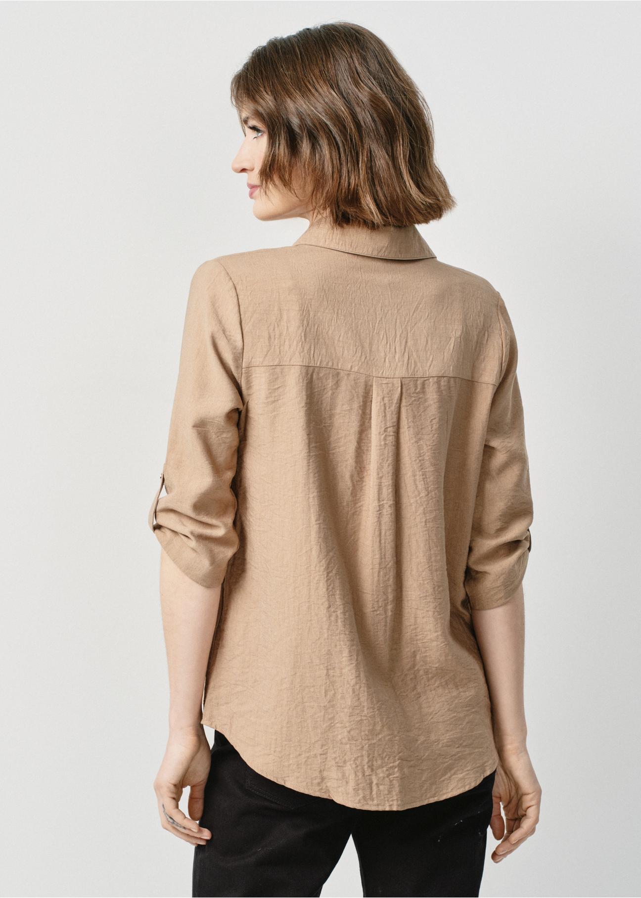 Women's camel colored shirt KOSDT-0157-24(W24)-03